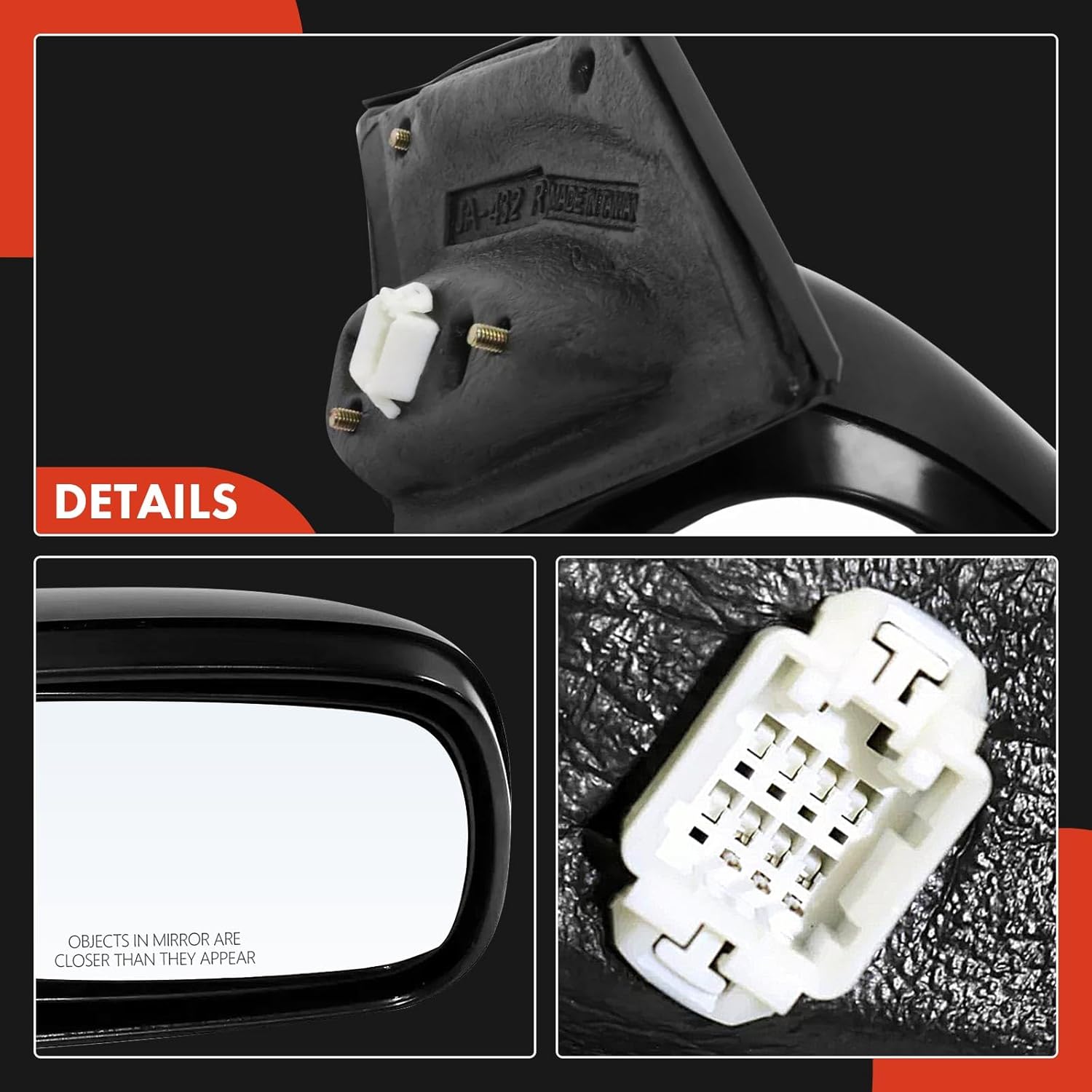 A-Premium Pair (2) Driver and Passenger Side Power Door Mirror - Compatible with Honda Civic 2006 2007 2008 - Non-Heated, Non-Folding Black Outside Rear View Mirror