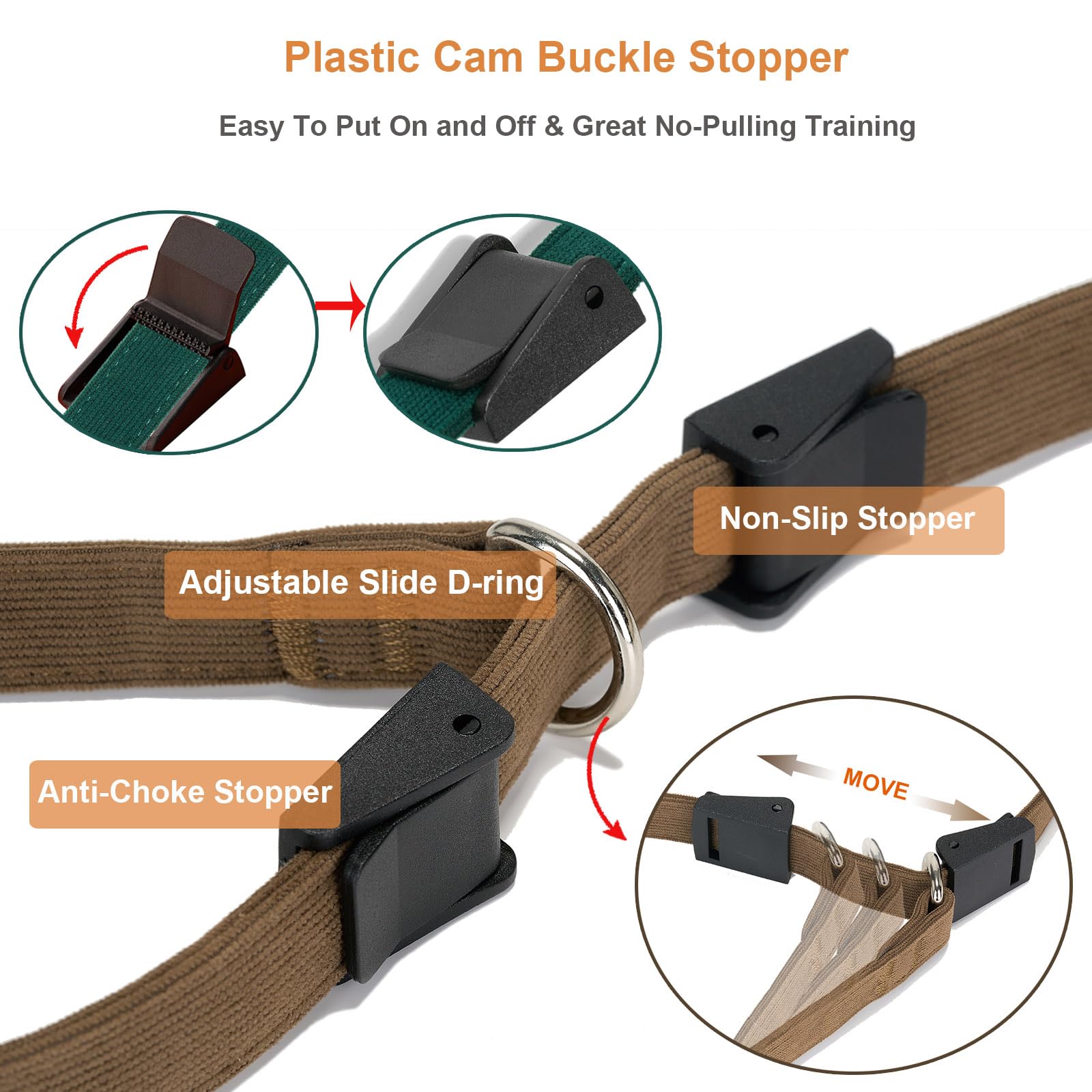 Petiry Slip Lead for Dogs - 1.8m Corduroy Anti-Pull Dog Lead For Training,Effortless Control & Comfort,One-Size-Fits-All,Brown - Image 3