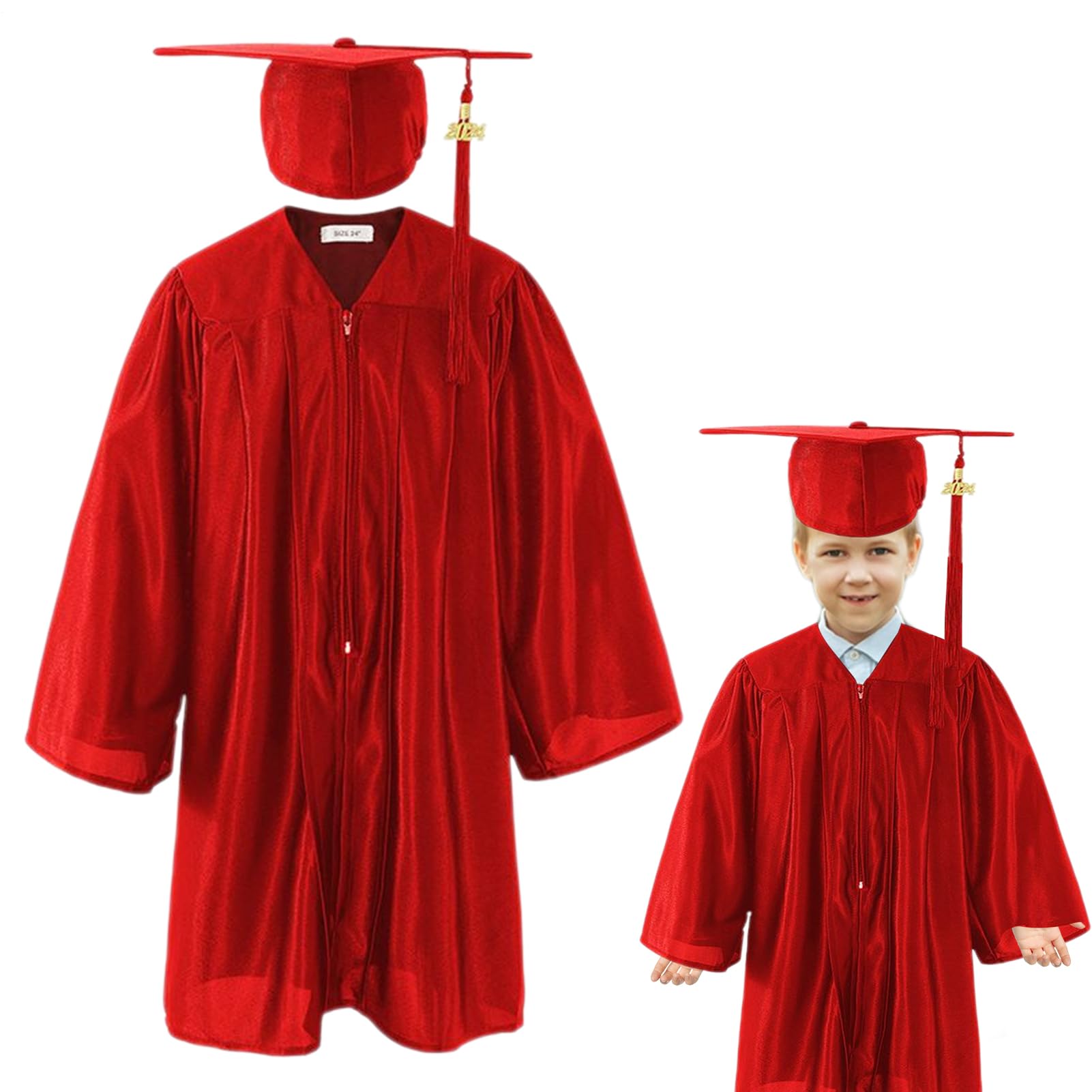 Pruojhw Abschlusskapitel und für Vorschule Mütze und Abschlusskleid Abschlusskleid und Decke für den Kindergarten Schulkostüme Hochschulkostüme Fotografie Kostüme, rot, 30 yards