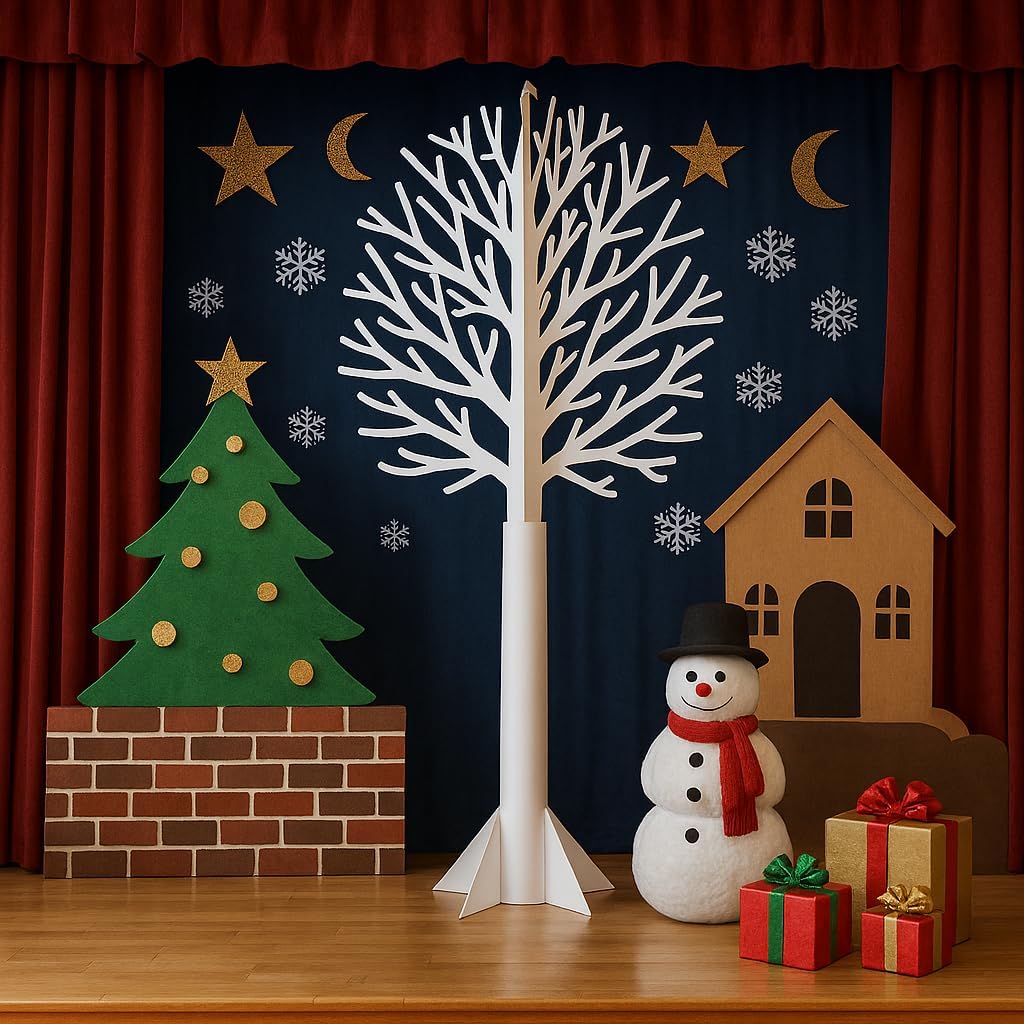 Anderson's Die-Cut White Tree Kit, 7'4" Tall DIY Cardboard Tree for Winter Wonderland, Holiday Decor, Classroom Crafts, Parades, Events, Christmas Parties & More