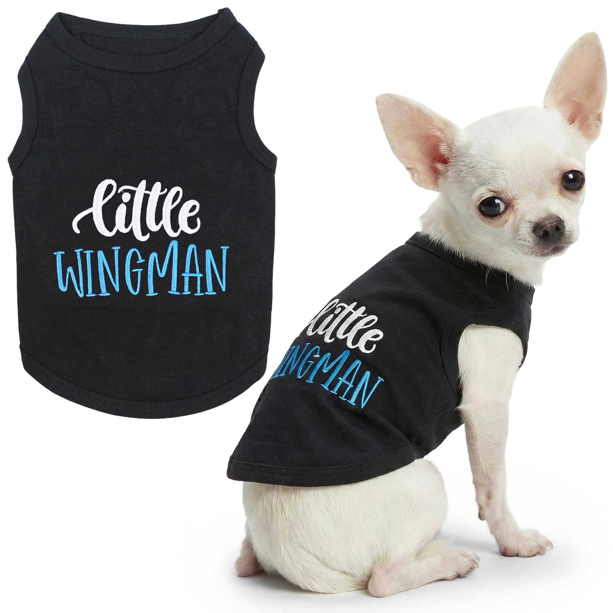 Parisian Pet Dog Shirt – 100% Cotton Shirts for Small Dogs – Sleeveless Black Puppy Vest – Lightweight and Breathable Pet Apparel – Funny Summer Boy Dog Clothes - Stretchy Cute T Shirts for Dogs
