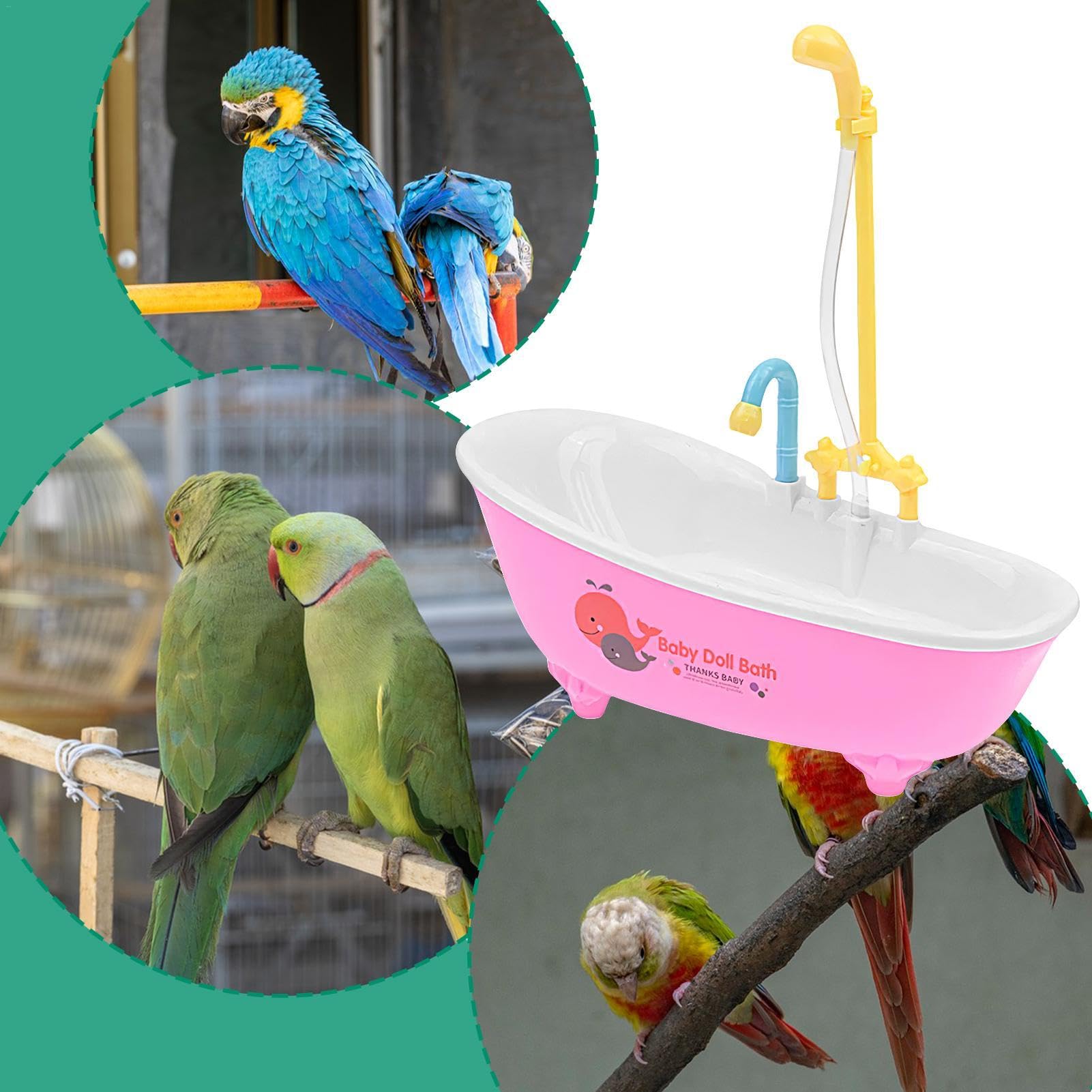 Holdes Bagno Doccia Automatico Per Pappagalli – Vasca Per Uccelli Con Rubinetto Decorativo E Circolazione Acqua