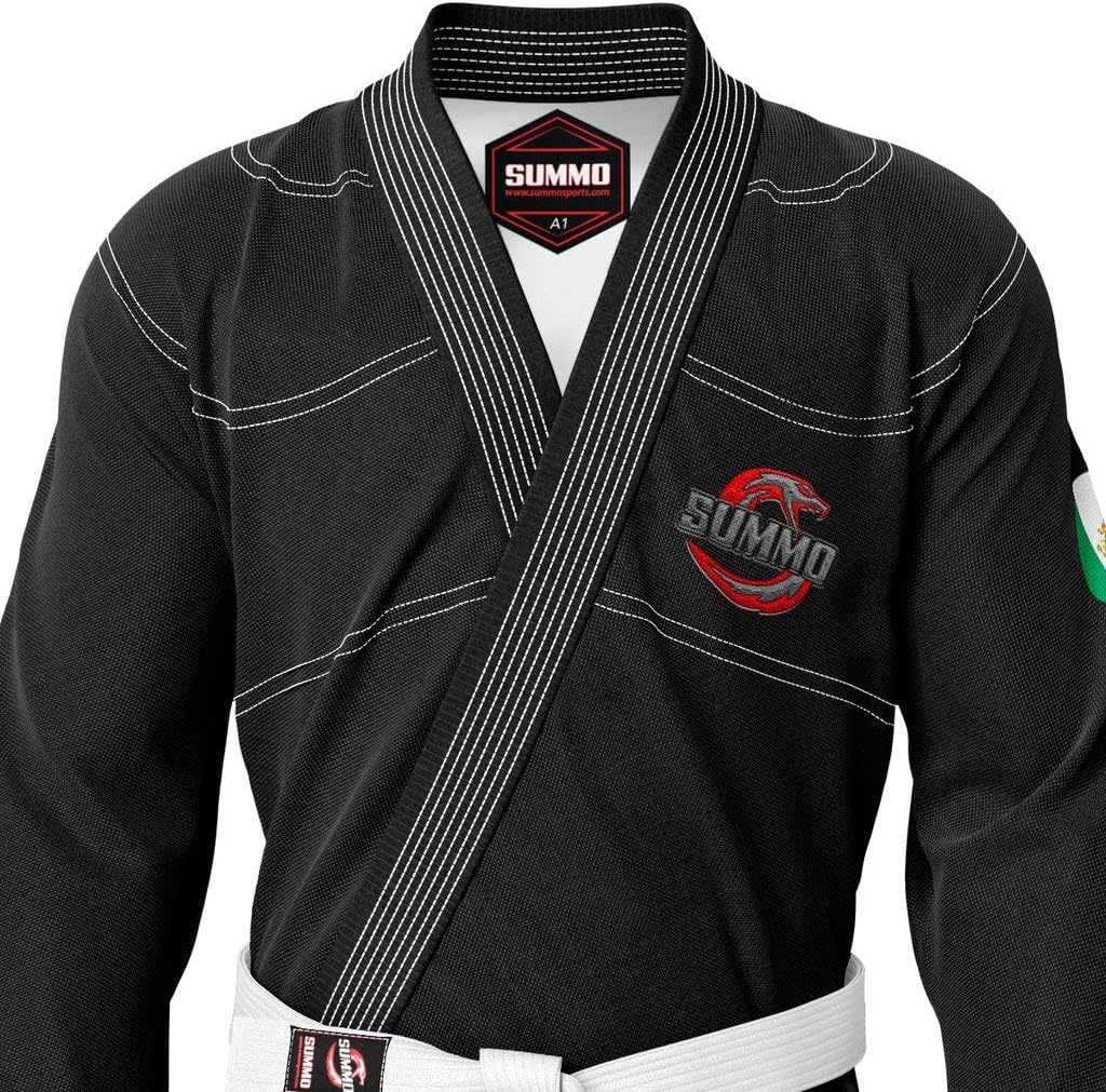Premium Mexican Black Sublimation Brazilian Pearl Weave Jiu Jitsu Gi - Built in Rash Guard - with Rash Guard Lining (BJJ GI)