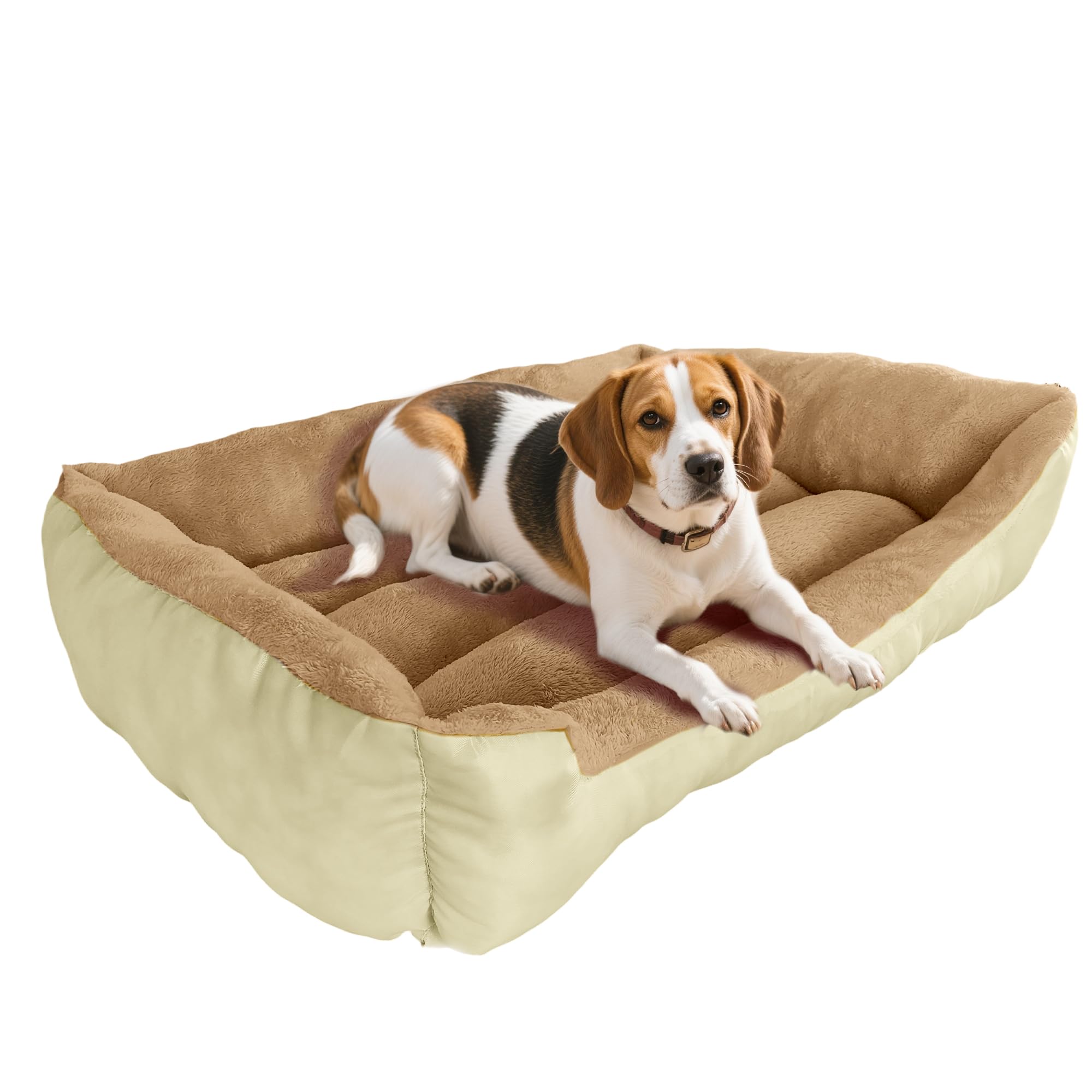 Grennswick Calming Dog Bed, Cat Bed Soft Anti-Anxiety Pet Bed with Non-Slip Bottom, Machine Washable for Labrador, German Shepherd, Golden Retriever, Teddy, and More (Beige, M) — image 1