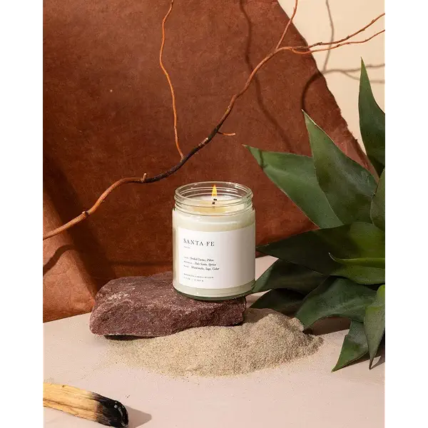 Brooklyn Candle Studio Luxury Santa Fe Soy Candle, 7.5 oz Glass Jar | Fall Home Fragrance, Up To 50 Hr Burn, Orchid Cactus, Pinon + Wild Sage, Brushed Gold Lid, Thoughtful Gifting 4