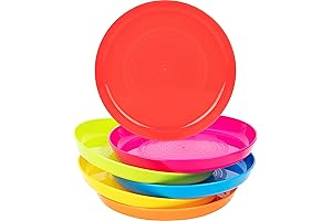 Kids Plates Set of 6: Reusable Plastic Plates for Kids & Toddlers