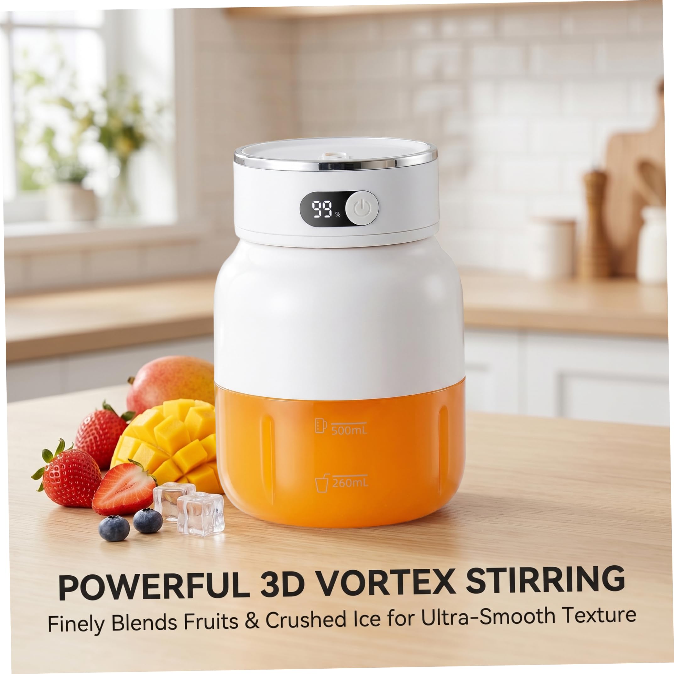 Exprimidor portátil, licuadora Personal de 800ml con 38 cuchillas de acero inoxidable, licuadora exprimidora portátil con pantalla Digital y tapas dobles