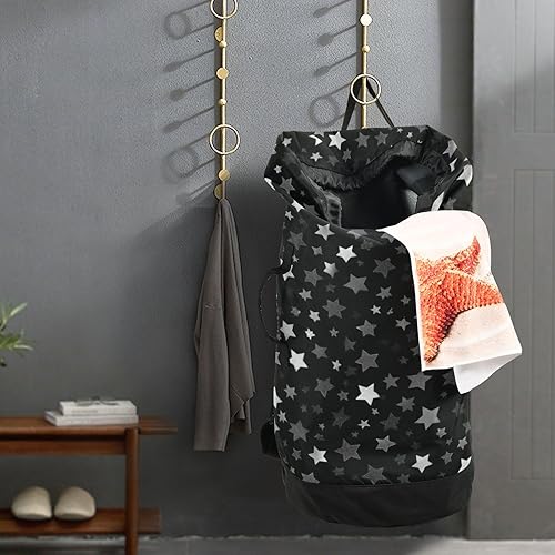 Vista 292 de Mochila de lavandería con correas ajustables para el hombro, bolsa de lavandería sucia para viajes, campamento, universidad, resistente, Rosa floral