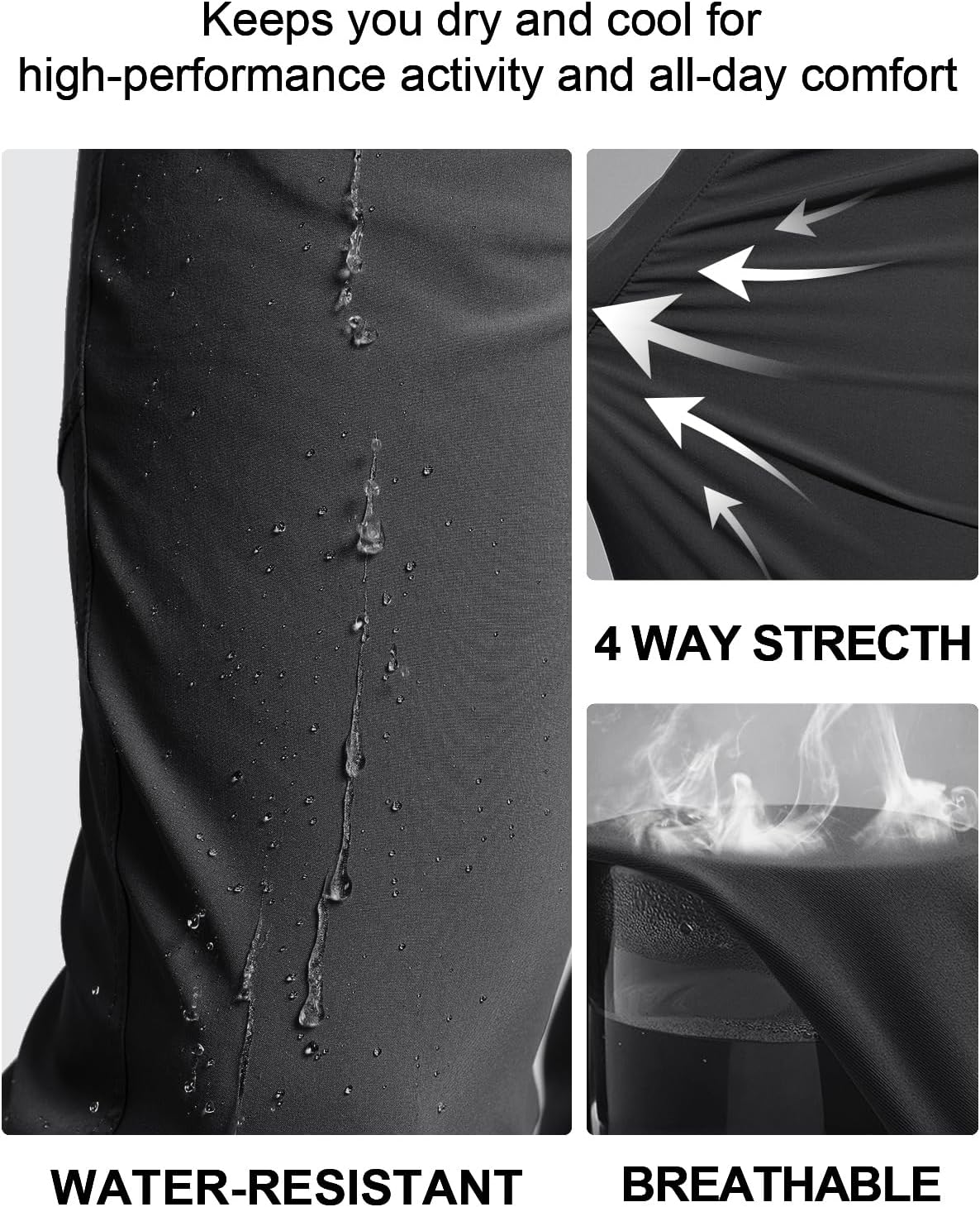 Men's Lightweight Hiking Pants Elastic Waist Water Resistant Quick-Dry Sweatpants for Running Traveling Outdoor Work - Image 4