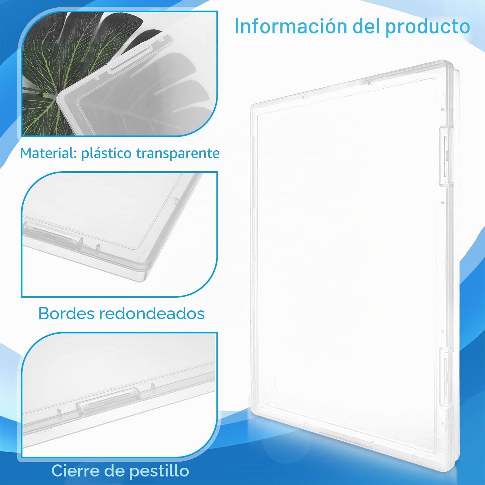Cajas de Plástico A4 Transparentes, 8 Unidades Cajas Archivadoras Portátiles 30,5 x 22,3 x 2,2 cm, Organizador de Papeles Apilable para Oficina, Escuela, Documentos y Manualidades