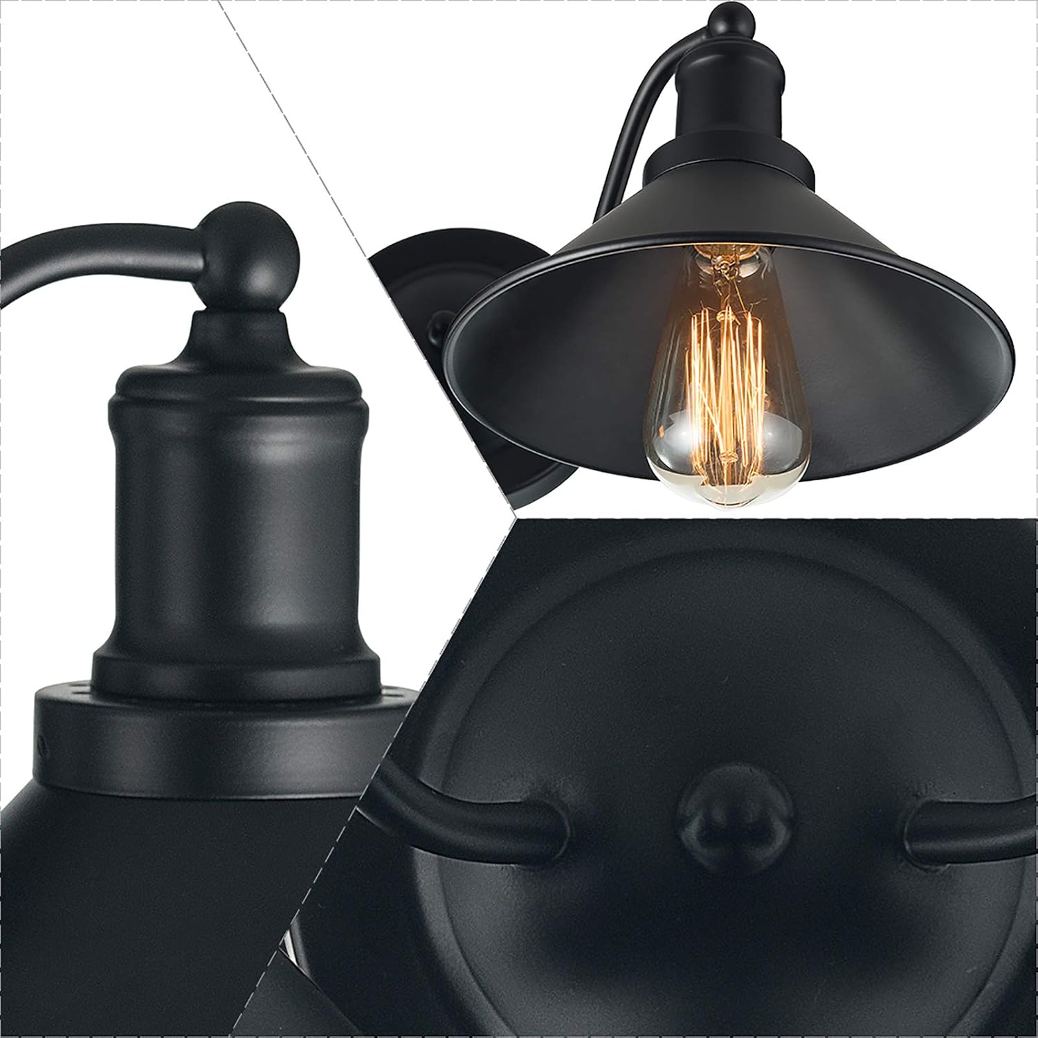 2-Light Bathroom Vanity Light Wall Sconce Industrial Kitchen Bathroom Farmhouse Wall Lighting Oil Rubbed Black Finish Rustic Wall Lamp