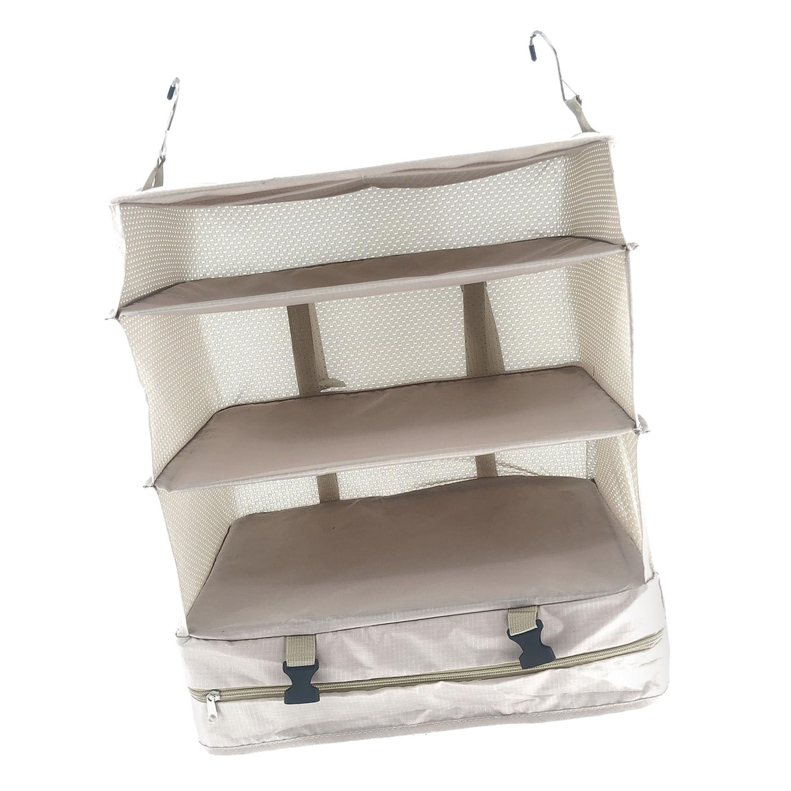 Hängendes Regal Garderobe Organizer Faltbares Hängendes Regal Gepäckorganisator Kleiderschrank Aufbewahrungsorganisator Schrank mit 3 Fächern für Schlafsaal, Schlafzimmer, Wohnzimmer, Beige