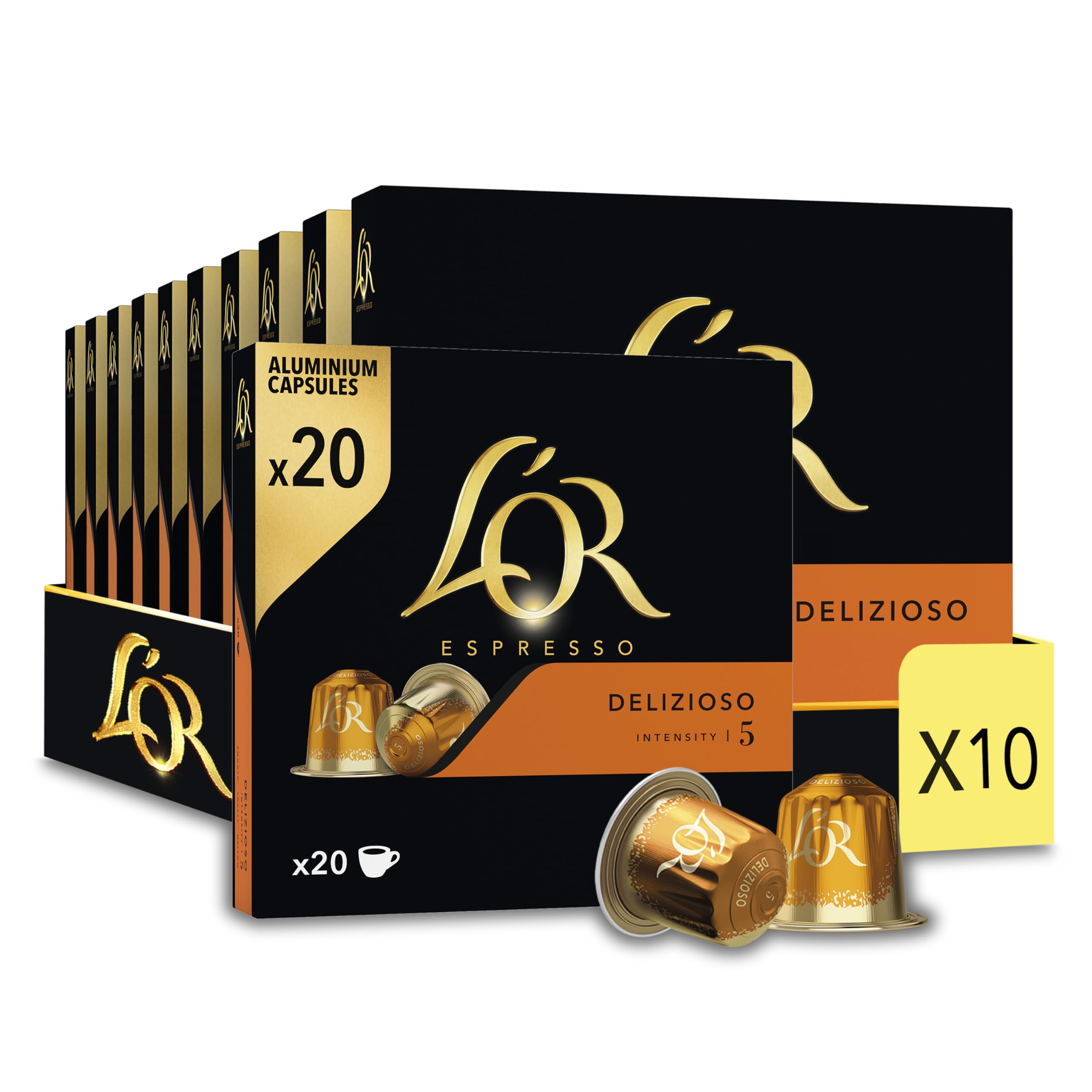 L'OR Espresso Cápsulas de Café Delizioso | Intensidad 5 | 200 Cápsulas Compatibles Nespresso