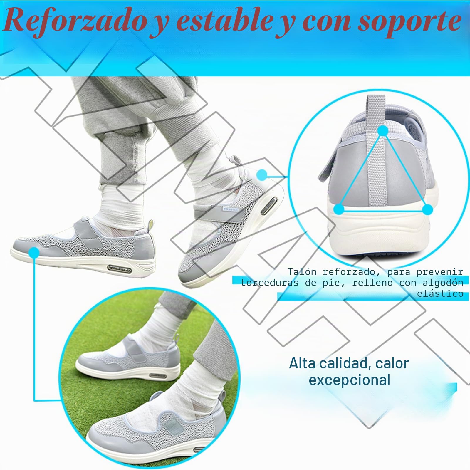 Zapatillas Ortopedicas Mujer Zapatos Comodos Especiales para Juanetes de Pies Hinchados pies Anchos Ortopédicos Ancho Especial ortopédicos Deportivos Caminar Calzado,Beige,41 EU