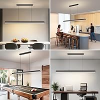 Vista 4 de Lámpara colgante lineal LED moderna, lámpara de techo de 47 pulgadas con control remoto de 3000K-6500K temperatura de color ajustable luz de isla