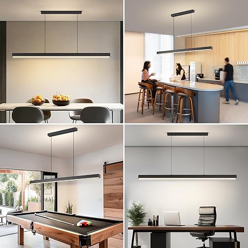 Miniatura 4 de Moderna luz LED regulable 3000K-6000K lineal, altura ajustable, cable colgante de comedor para sala de estar, comedor, cocina, isla, dormitorio,