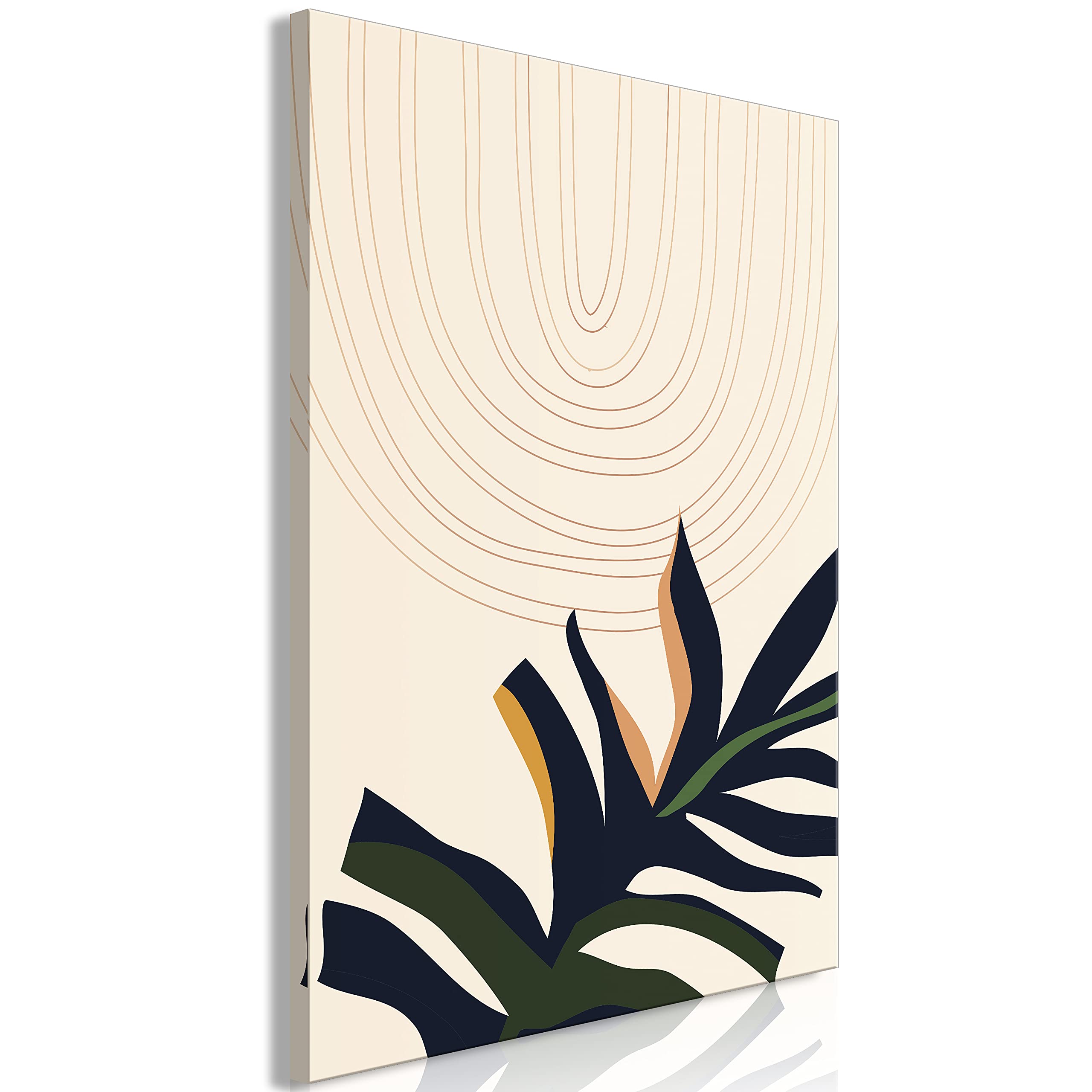murando Cuadro Acústico Abstracto 60x90 cm espuma acústica absorbe | sonido aislamiento lienzo de 1 pieza Impresión Artística Decoración de Pared Imagen Hojas Monstera geométrico
