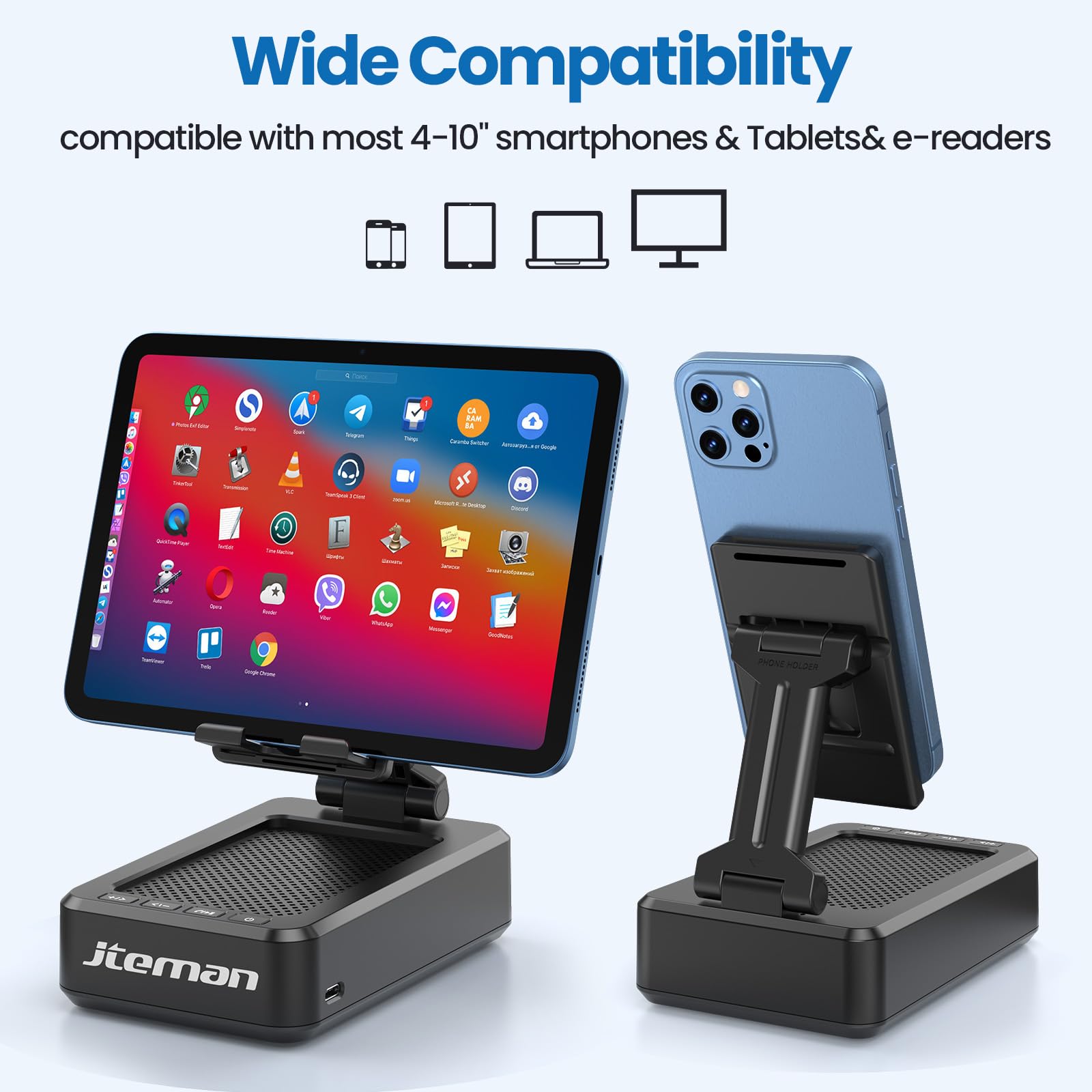 JTEMAN Cell Phone Stand with Bluetooth Speaker,Birthday Gifts for Men Women — Amazon image 5