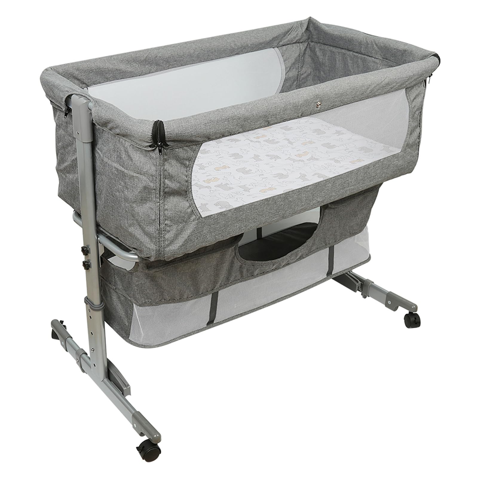 homewell Cododo Babywiege, tragbar, höhenverstellbar, 3-in-1-Babybett, mit Aufbewahrungstasche, Rollen und Moskitonetz