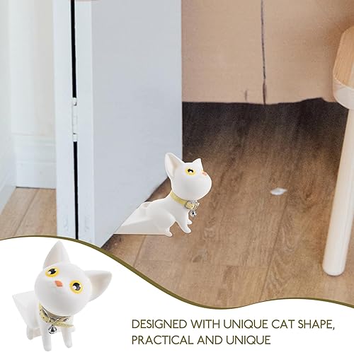 Miniatura 8 de Operitacx Tope de puerta de gato tapón de puerta de animal, lindo tapón de puerta, cuña de tope de puerta de gato, cuña de puerta de gato blanco,