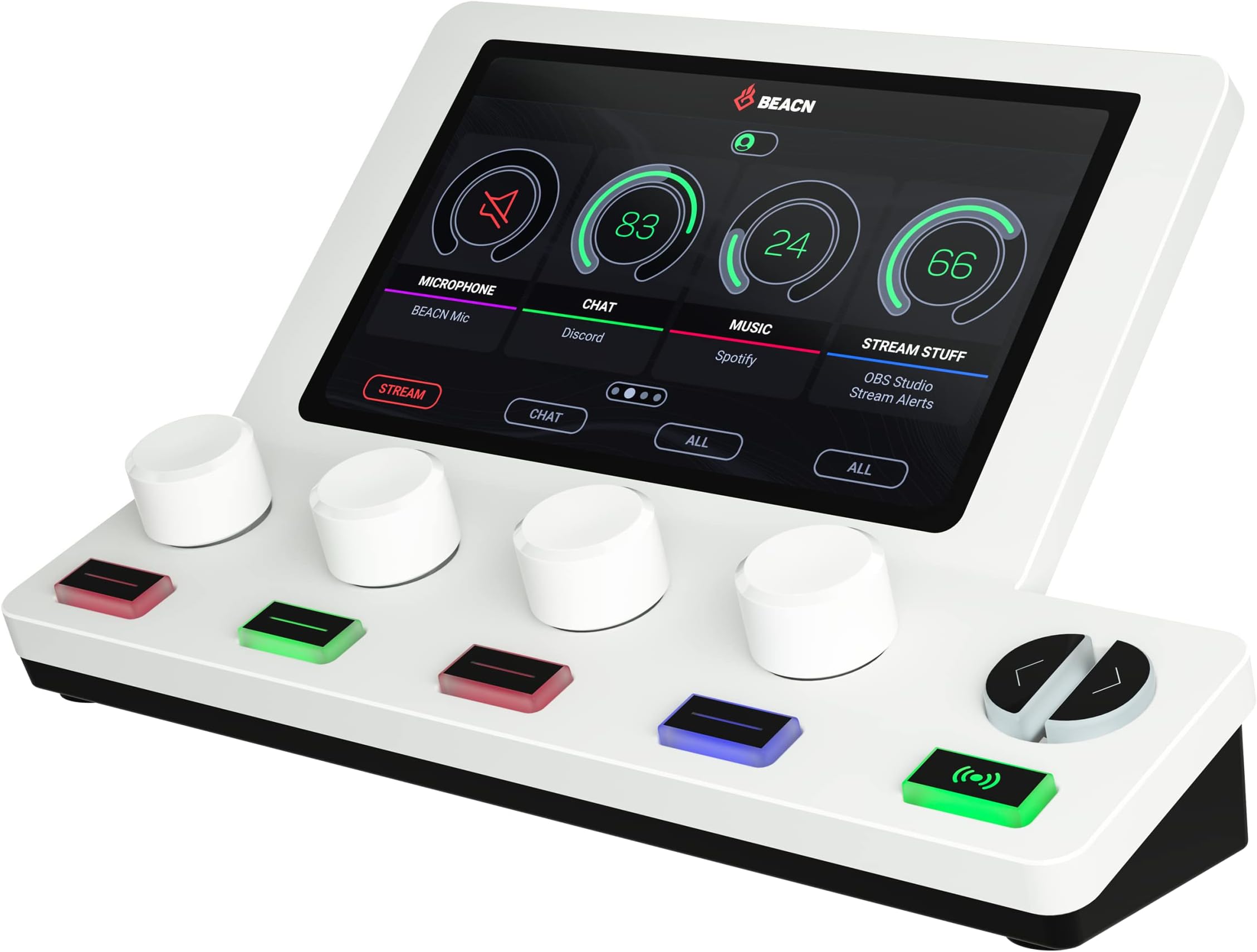 BEACN Mix Create Light USB C Windows Audio Mixer with 5” Color Display, 4 Button knob Paging, Audio Routing, submixes, Mute Modes, for Content Creators, Streaming, Gaming, Twitch, YouTube, Podcasting