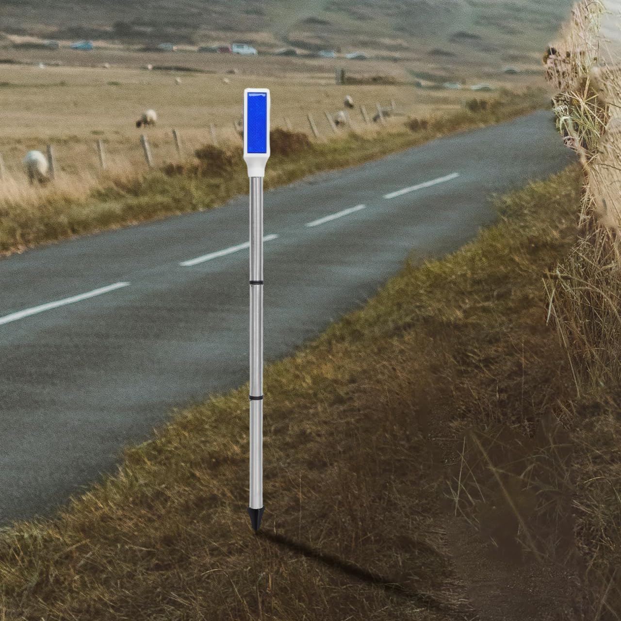 Ciieeo Solar Driveway Marker Lights Waterproof Led Reflective Roadblock Safety Signal Lights for Outdoor Pathway and Walkway Solar Powered with Easy Installation 30.31X1.57X1.57In