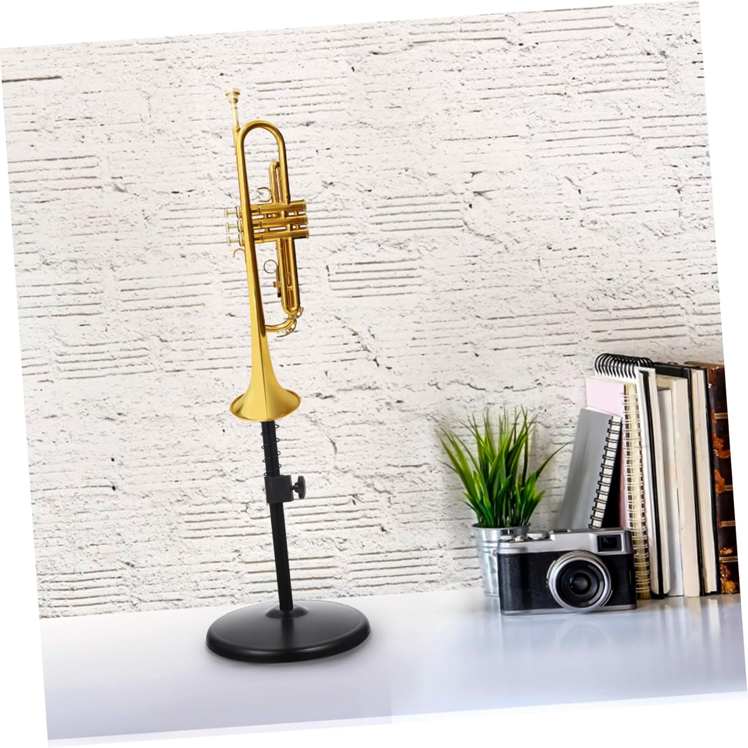 jojofuny Iron Trumpet Holder Stand Adjustable Flugelhorn Display Rack for Musical Instruments for Students and Performers
