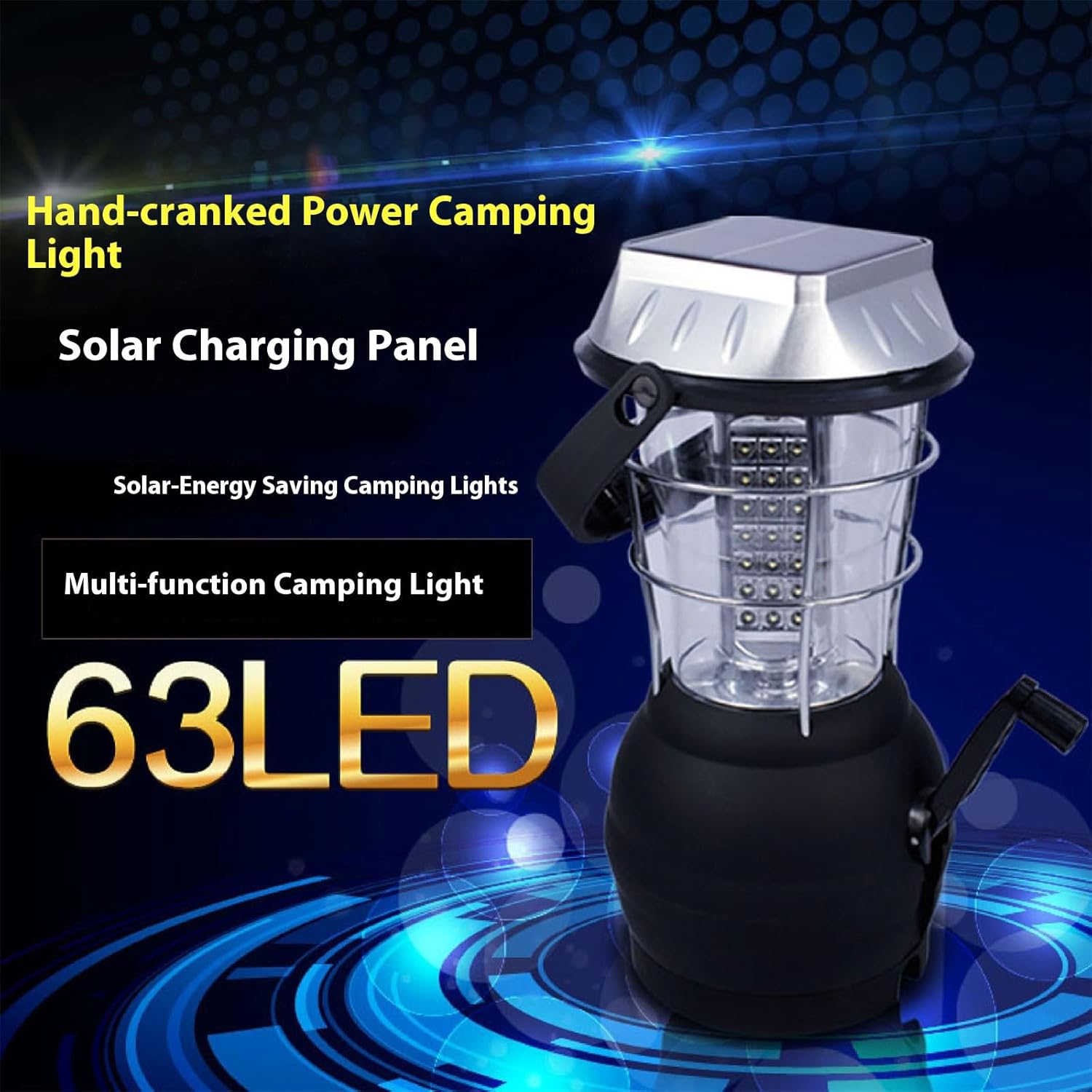 Camping Gear, Solars Hand Cranks Rechargeable LED Camping Emergencies Light for Camping Survival Gears