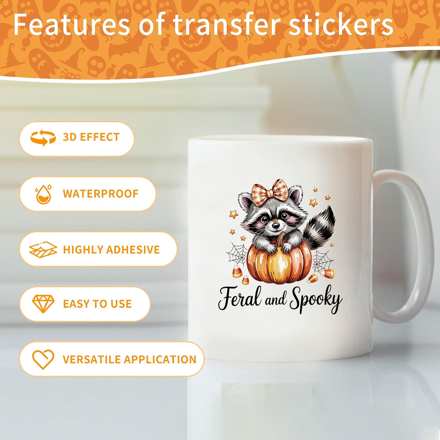 Halloween UV DTF Cup Wraps Transfer Stickers for Glass Cups, 20 Pcs image 5