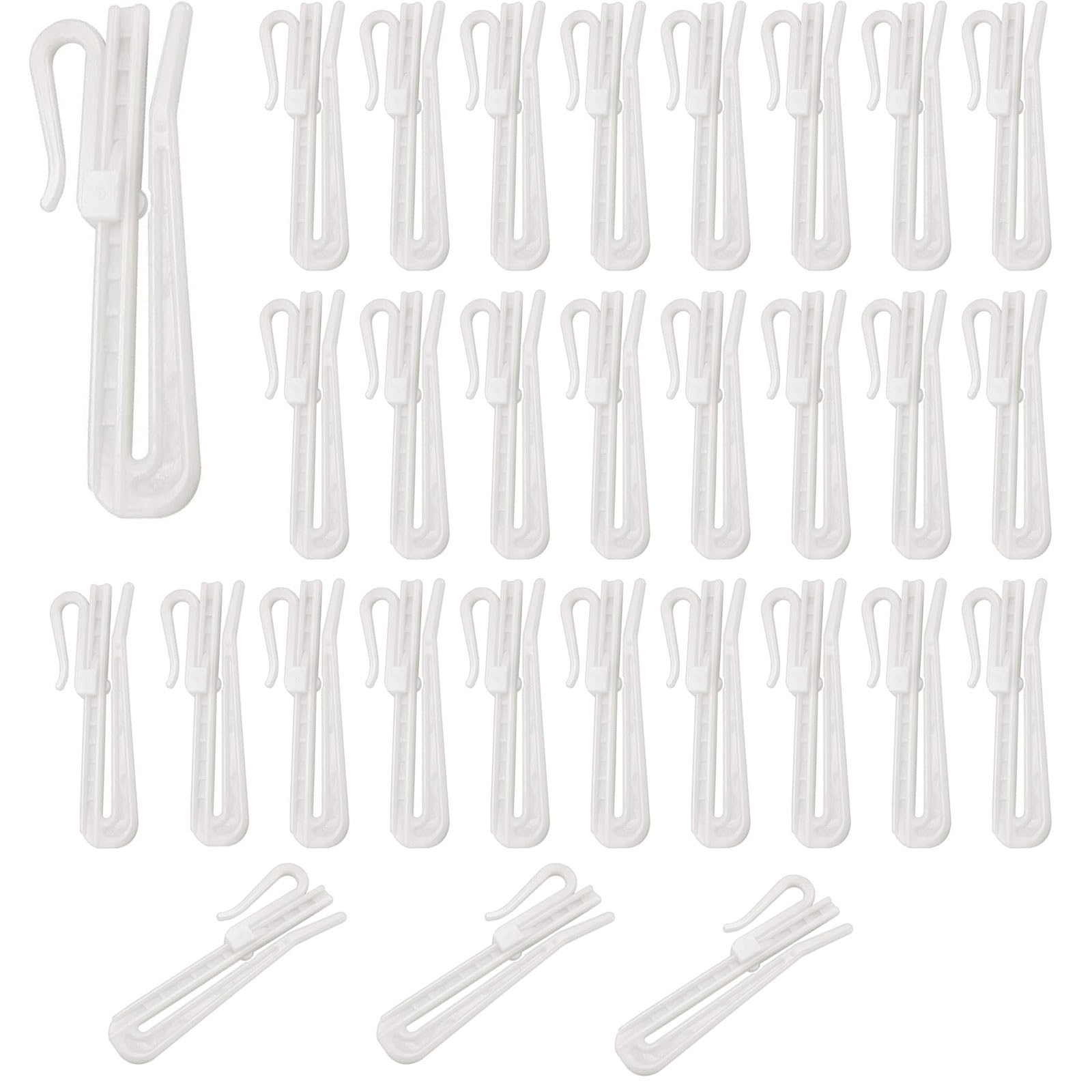 TA-VIGOR Lot De 10 Crochets Réglables En Plastique Pour Rideaux - Crochets à Plis Blancs Pour Rideaux, Douche Et Portes