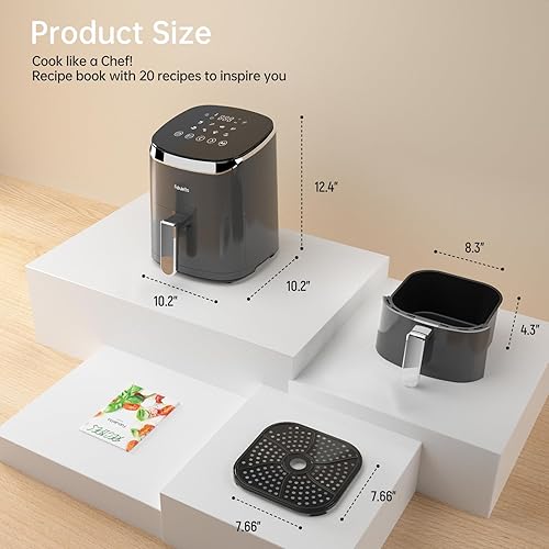 Miniatura 8 de Freidoras de aire de 4 cuartos de galón, Fabuletta 9 programas de cocina inteligentes personalizables freidora de aire compacta, recordatorio de