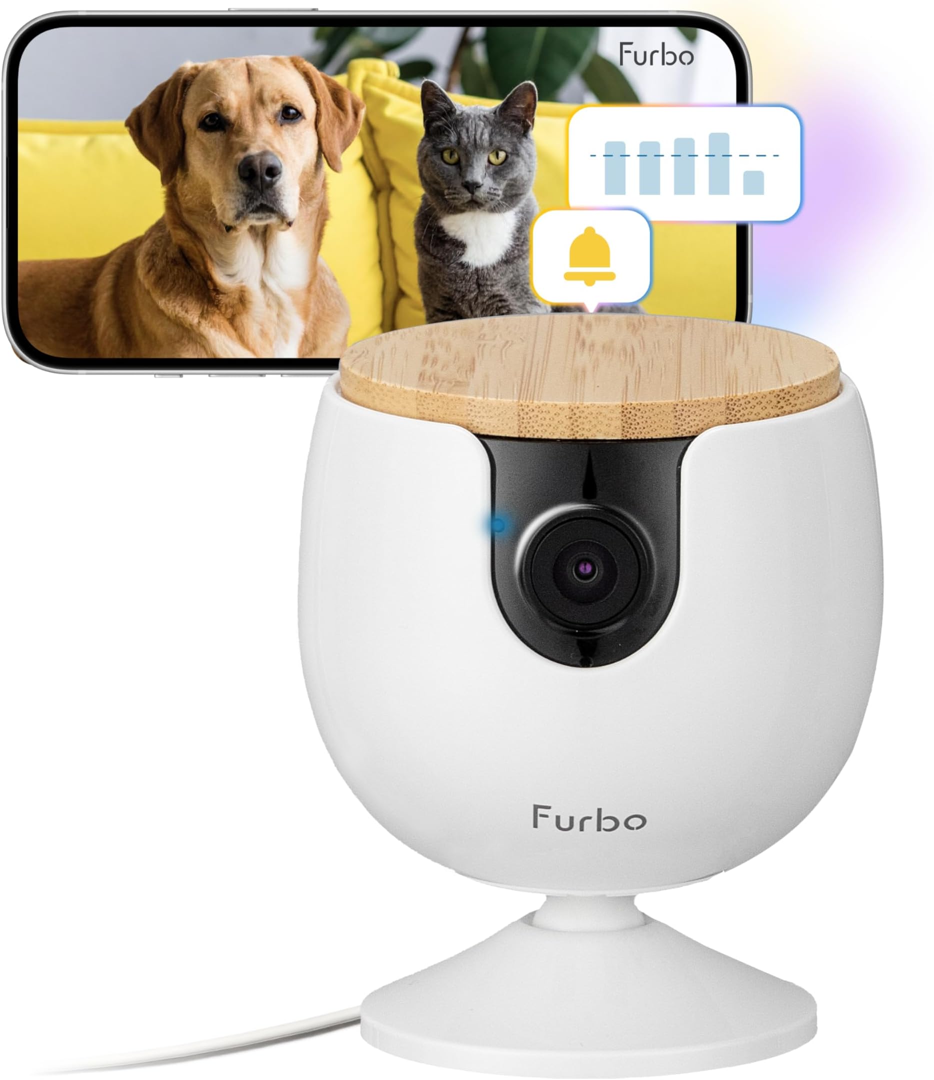 Mini Pet Camera [SUBSCRIPTION PURCHASE REQUIRED] – Smart Dog & Cat Monitor App, 1080p HD, 2-Way Audio, Colour Night Vision, Home Security Camera, Bark & Meow Alert (3-Month Commitment to Unlock)