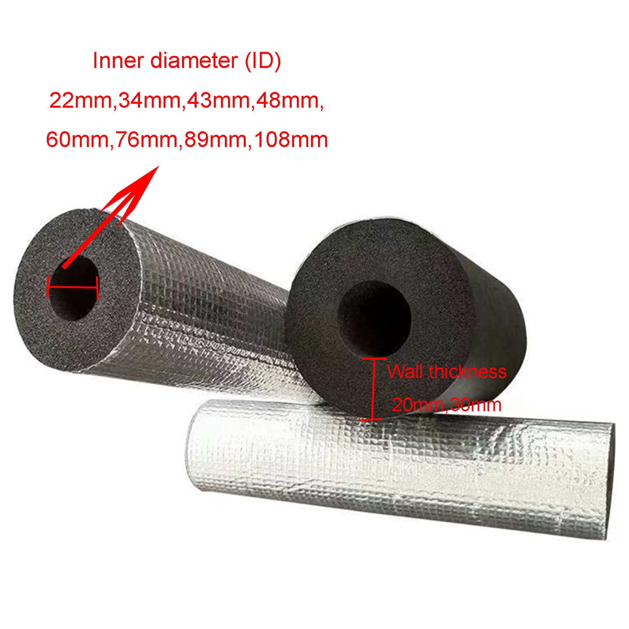 Autoadhesivo Aislamiento De Tubería Largo 95cm Tubo De Aislamiento Para el Aislamiento Externo de Tuberías/Wall thickness 20mm / ID108mm