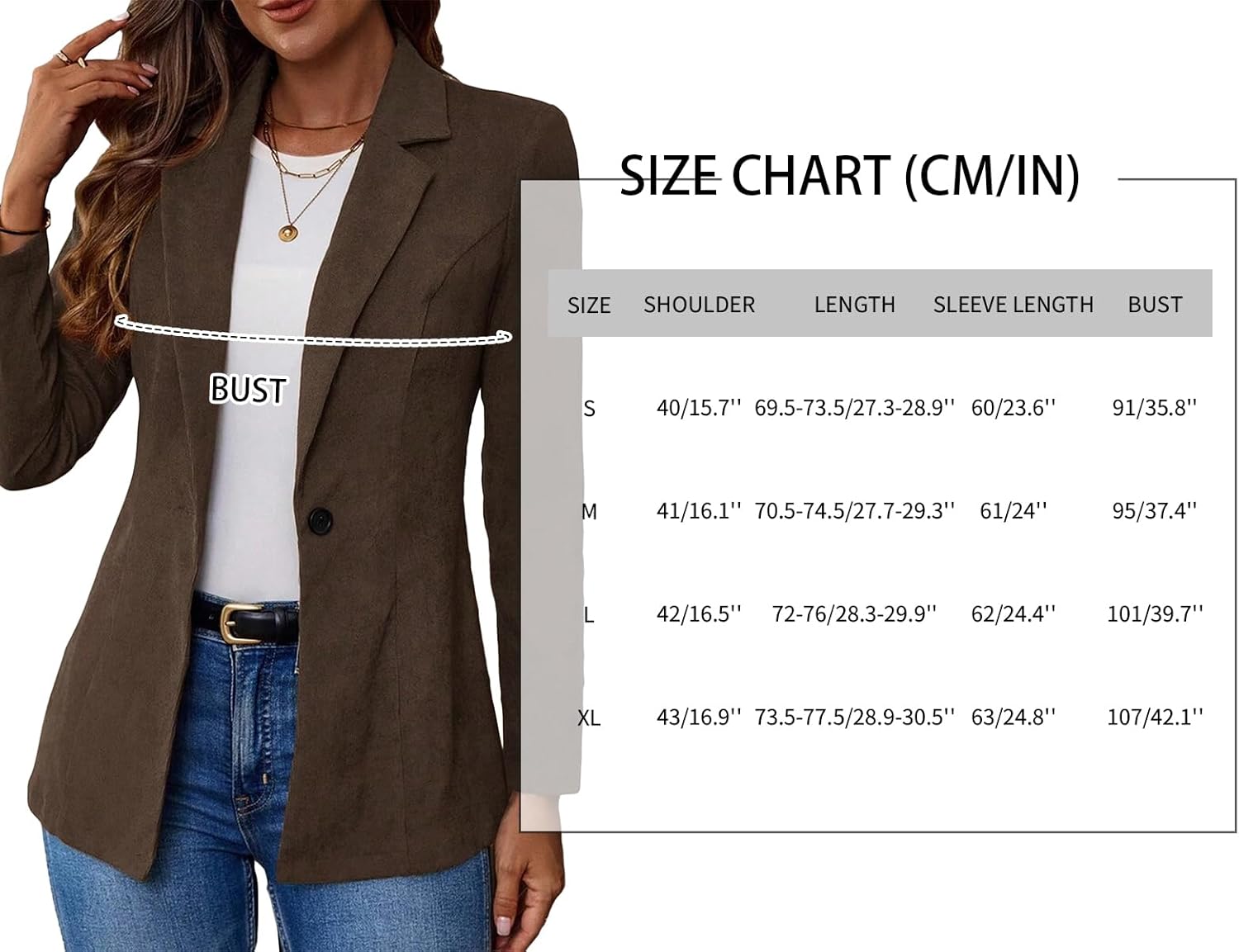 Mina Self 2026 Spring Women Suede Blazer - Long Lapel Collar One Button Business Casual Jacket Suit for Work Professional