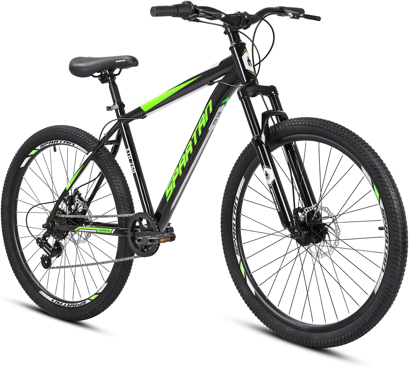 Spartan XTR 26″ Mountain Bike | Durable Steel Frame, 1×7 Shimano Gears, Alloy Disc Brakes, Swallow Handlebar, Quick-Release Seatpost, 26×1.95″ MTB Tyres | Reliable Everyday MTB