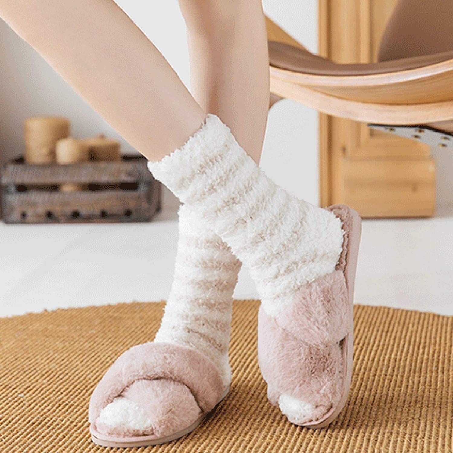 Calzini Traspiranti 5 Paia Di Calzini Termici A Righe, Caldi, Morbidi, Super, Ispessiti, Per Donne E Ragazze Eleganti Casa