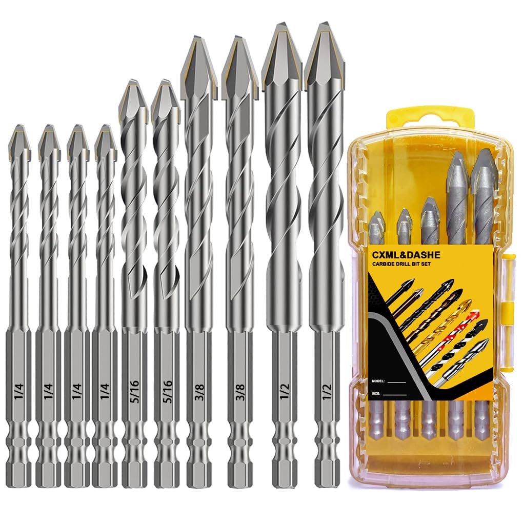 10PCS High-Strength Eccentric Twist Drill Bit, Skewed Head Design, Multifunction Drill Bit Sets for Quick Drilling in 3s for Tiles/Glass/Concrete/Wood/Plastic