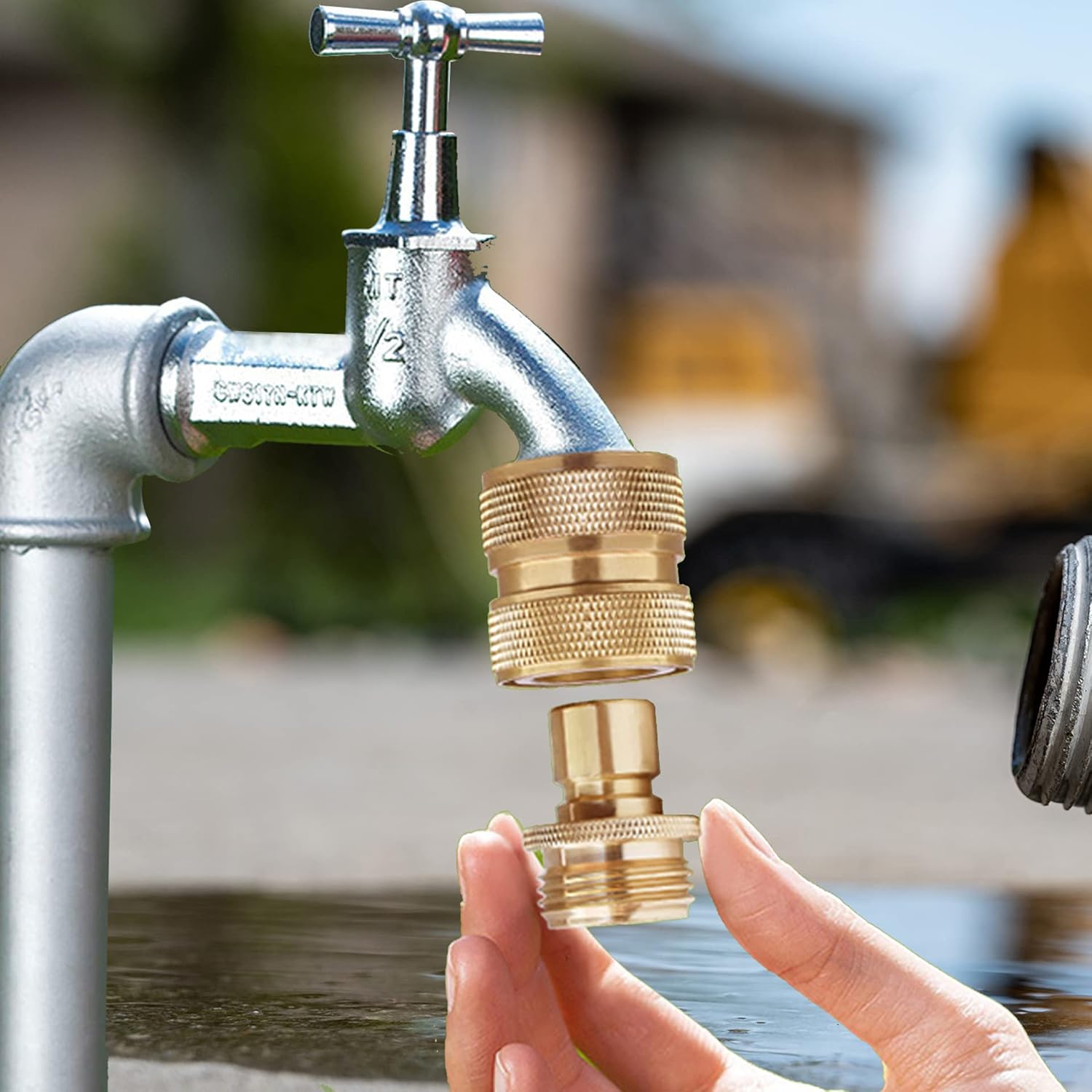 PLG Brass Garden Hose Quick Connect Fittings - 6 Male + 2 Female