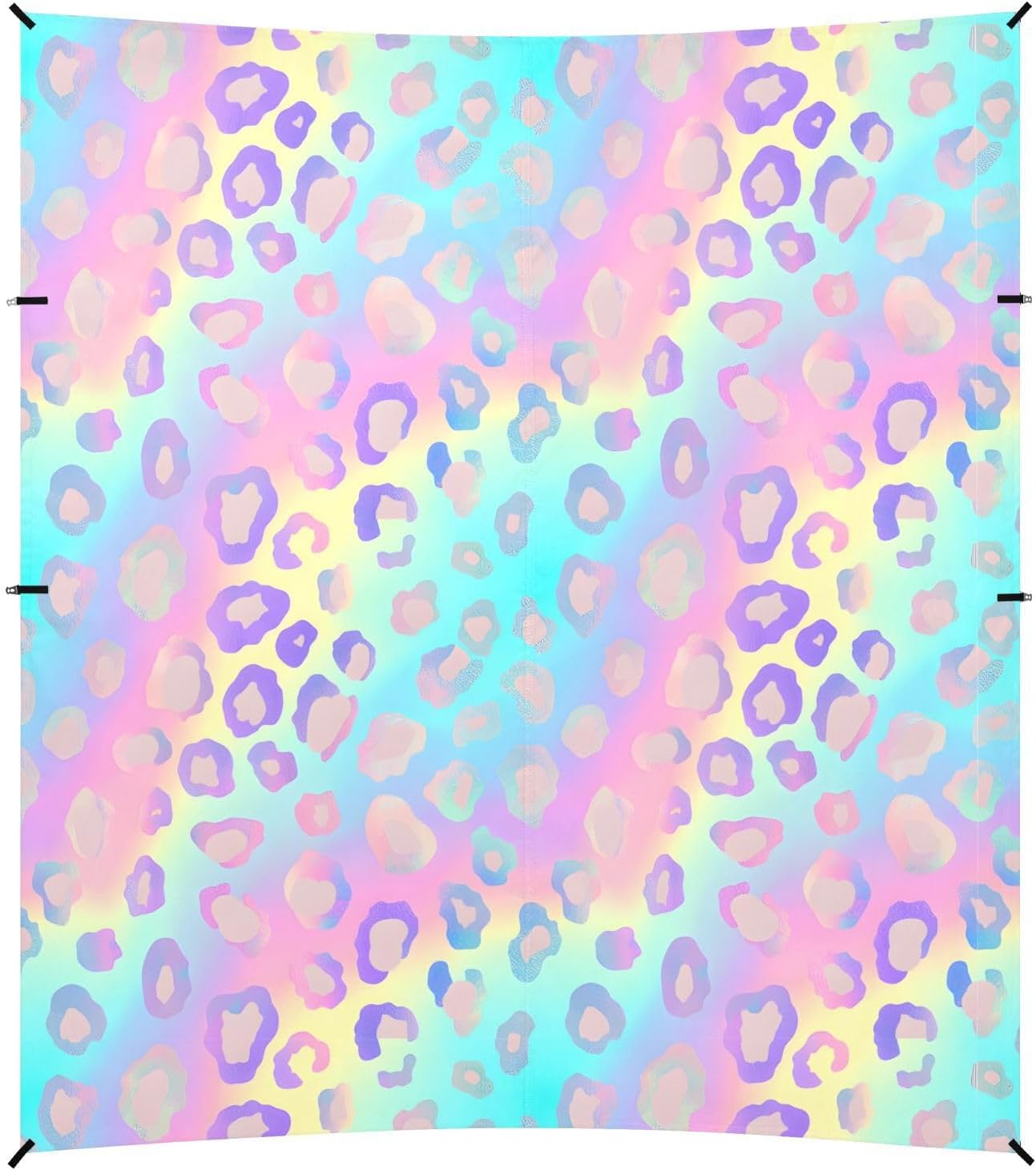 ALAZA Leopard Cheetah Print Rainbow Gradient Beach Tent Sun Shelter UPF50+ Protection Beach Shade Canopy w/ 4 Sandbags for Outdoor Camping, Fishing, Backyard Fun, Picnic, 10x9 ft