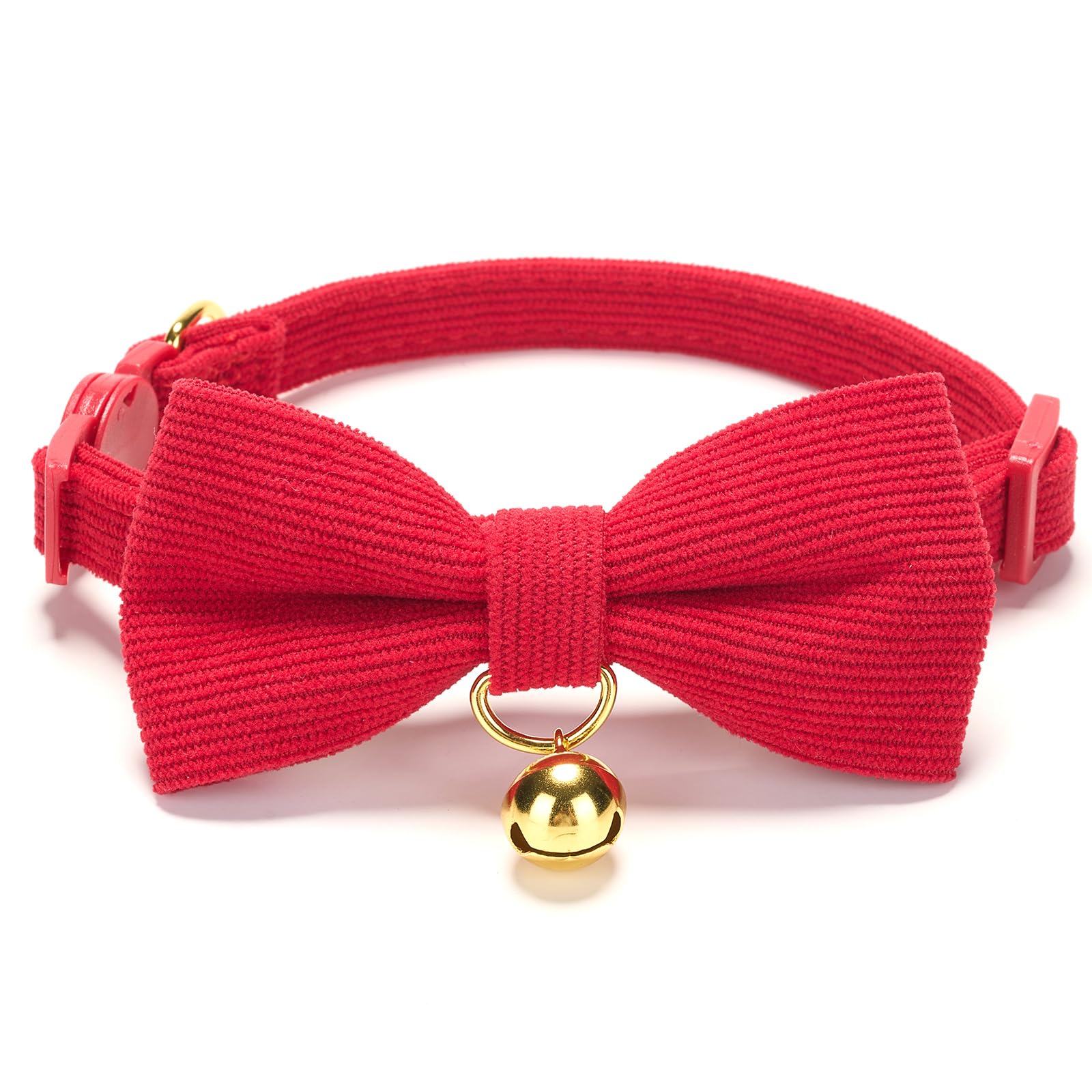 YUDOTE Ultra-soft Collar Natural Cotton Corduroy Made for Cats with Sensitive Skin,Lightweight Kitten Collars with Quick-release Buckle and Removeable Bow-tie,Light Pink Pack of 1 — view 18