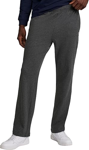 Champion Men's Open-Bottom Lounge Pants, Standard Fit, Lightweight 100% Cotton, Available in Regular and Big & Tall, Granite Gray Heather, X-Large