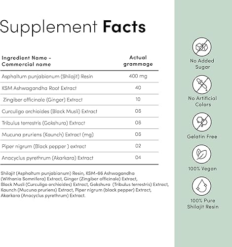 Miniatura 9 de Man Matters Gomitas Shilajit puras del Himalaya de 4000 mg sin azúcar añadida I KSM-66 Ashwagandha, Gokshura  75% más de ácido fúlvico y 85+