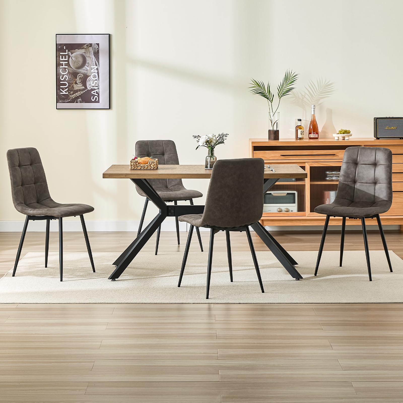 LEWE Lot de 6 Chaises de Salle à Manger, Chaise Rembourrées, Cuisine, Salon