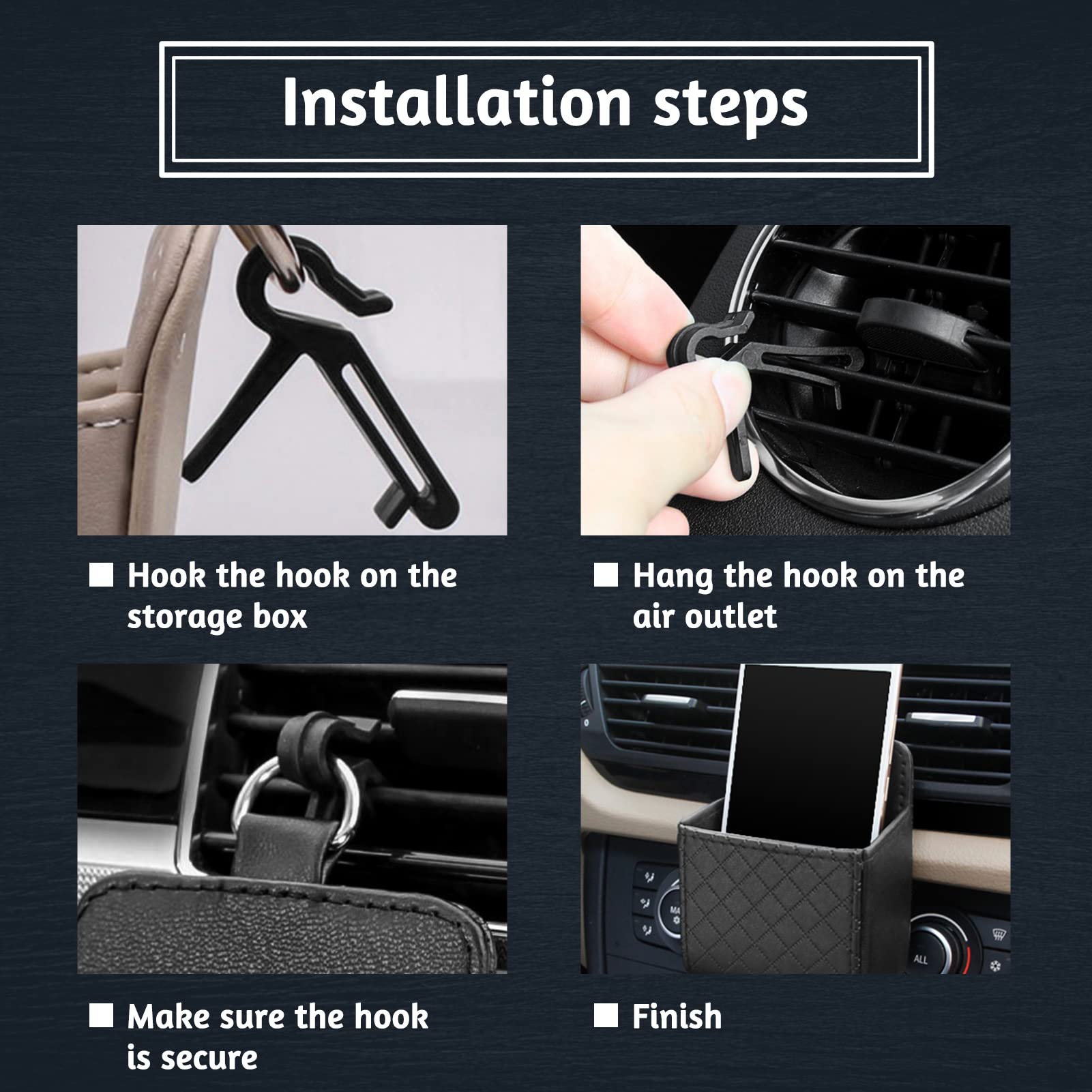 Organizer Auto Da 2 Pezzi - Portaoggetti Da Appendere Alle Prese D'Aria Per Chiavi, Telefono E Oggetti Personali - Foto 11