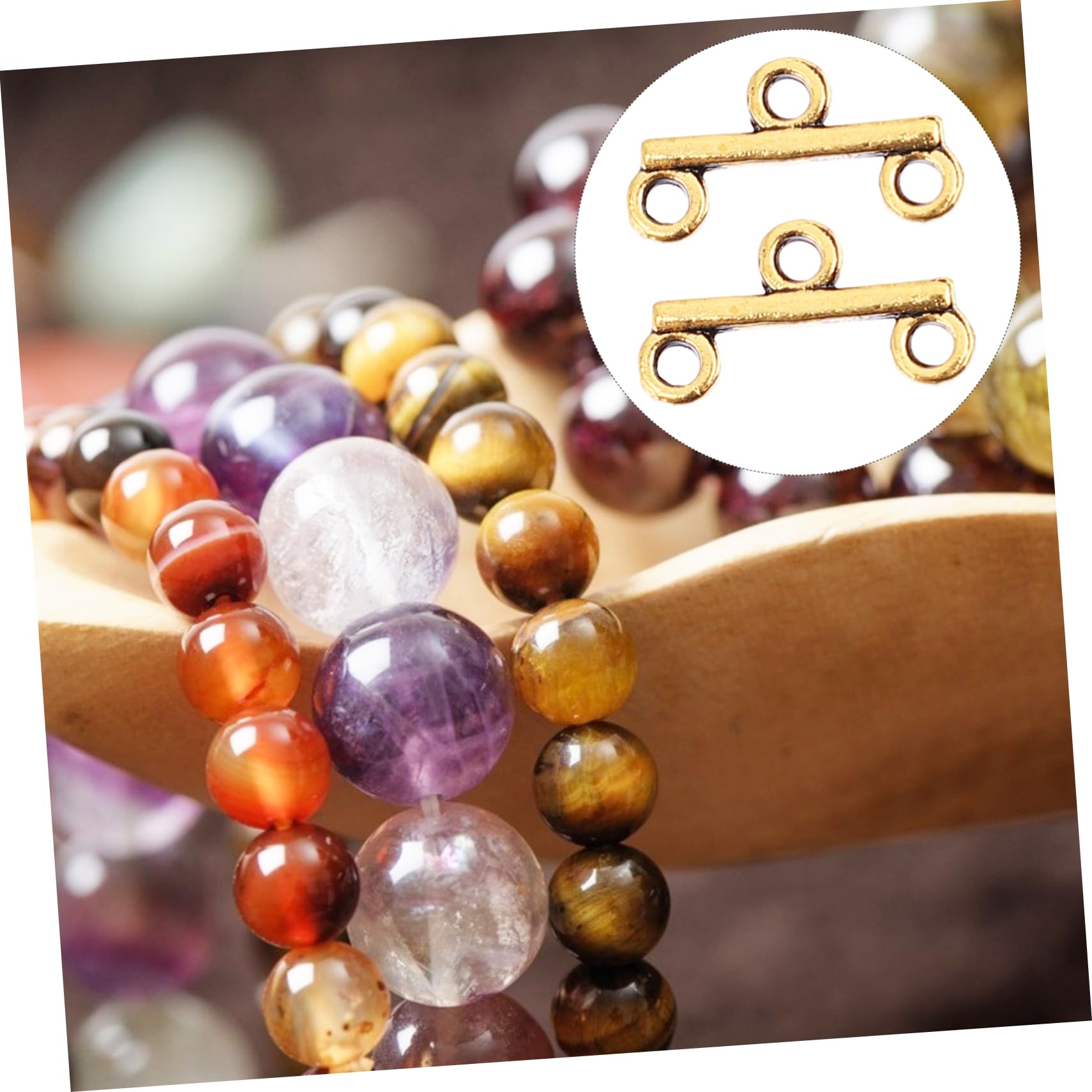SHINEOFI 300piezas Conectores De Clasp Para Joyas Accesorios De Pulsera y Collar Doble Color Antiguo Para Creaciones Personalizadas