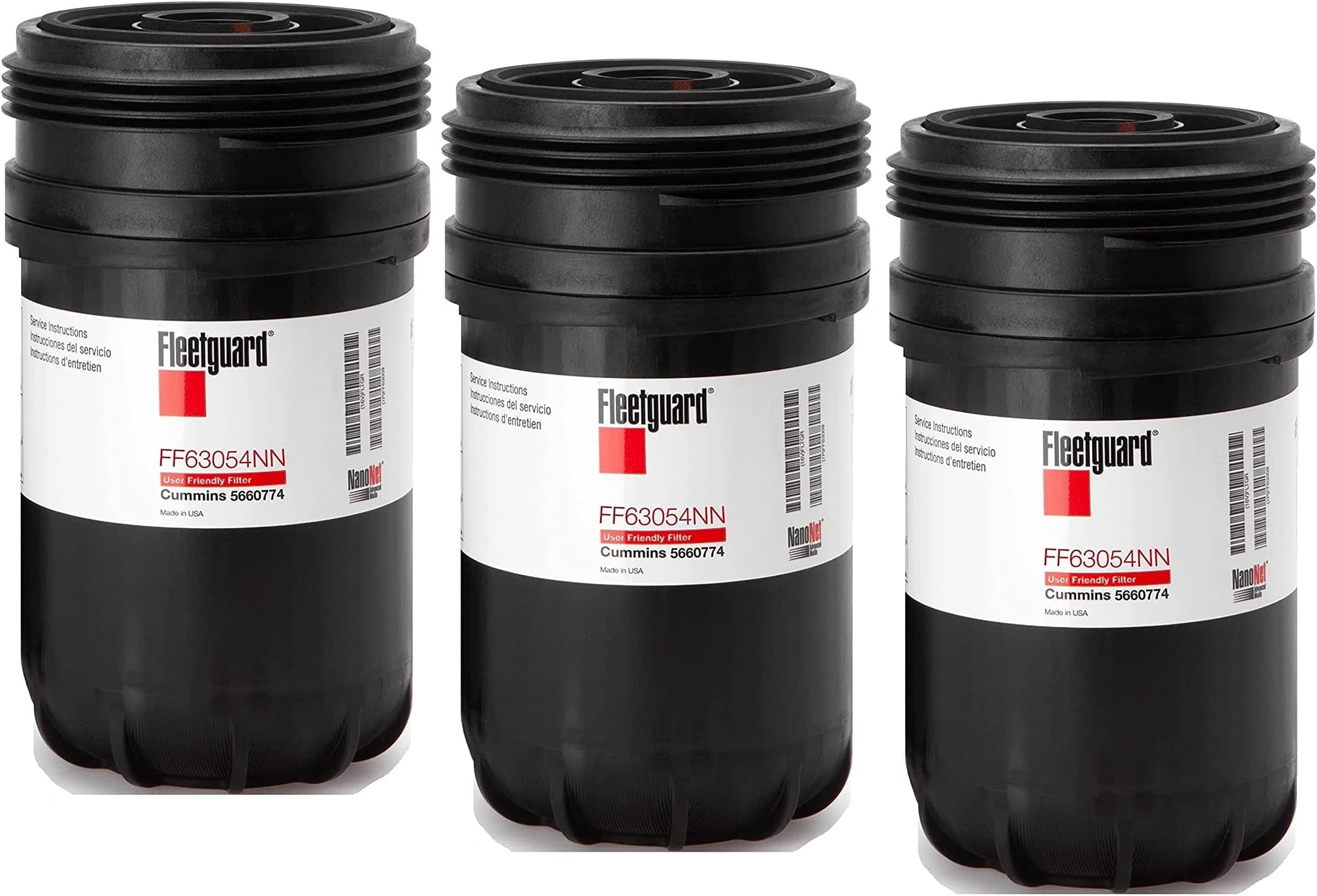 FF63054NN Fleetguard Fuel Filter (Pack of 3), Replaces FF63009