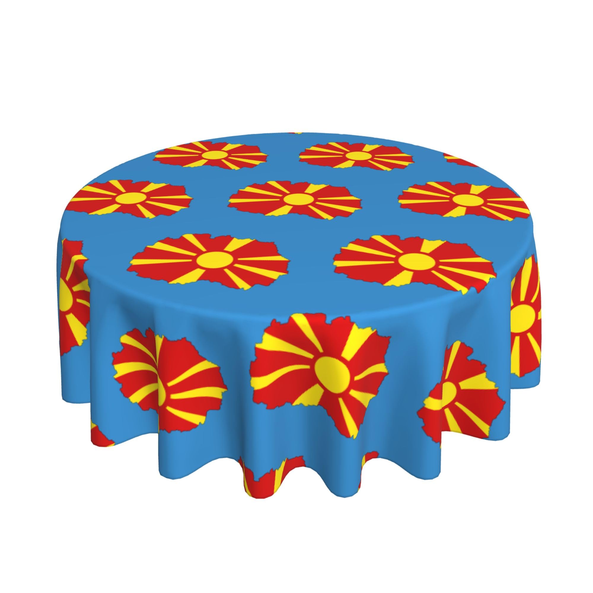 HLBSDM Macedonia Flag map 60" Restaurant Circle Decor Tablecloth Festive Table Cover Round Art Desk Cloth