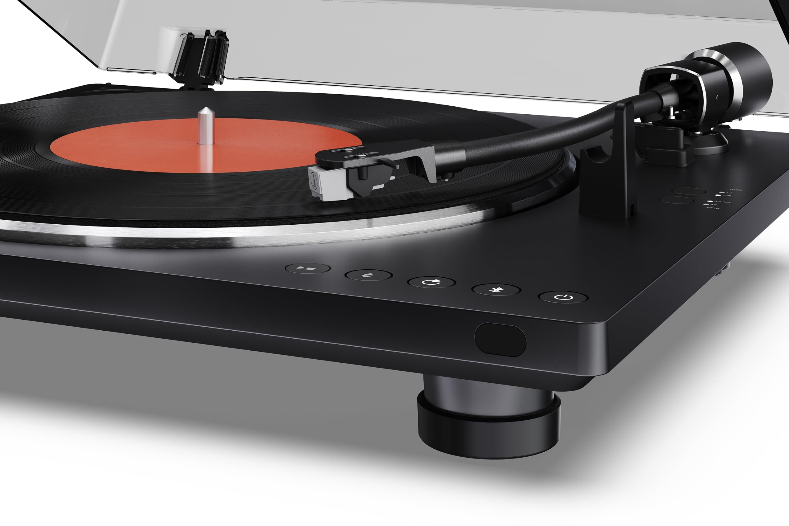 Sharp RP-TT95 vollautomatischer Plattenspieler mit Bluetooth 5.4 | Schallplattenspieler | USB-C-Recording | Audio-Technica Tonabnehmer | Staubschutzhaube | schwarzes ABS-Deck