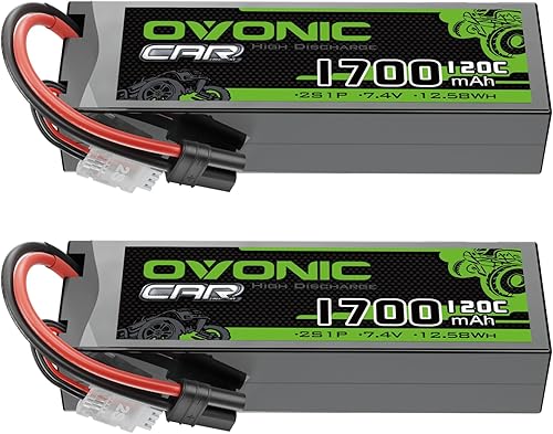 OVONIC Batería Lipo 2S 7.4V 1700mAh con enchufe IEC 2 baterías en 1 paquete