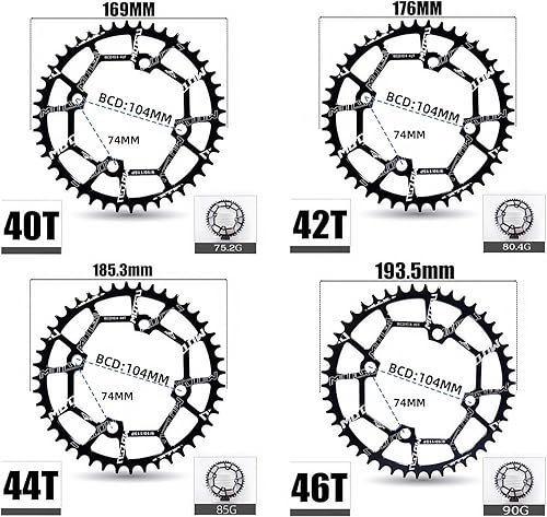 Miniatura 5 de YBEKI Plato de 104BCD redondo ovalado, estrecho, ancho, para bicicleta de montaña de 8, 9, 10, 11 velocidades, bicicleta de montaña, BMX, 30T, 32T